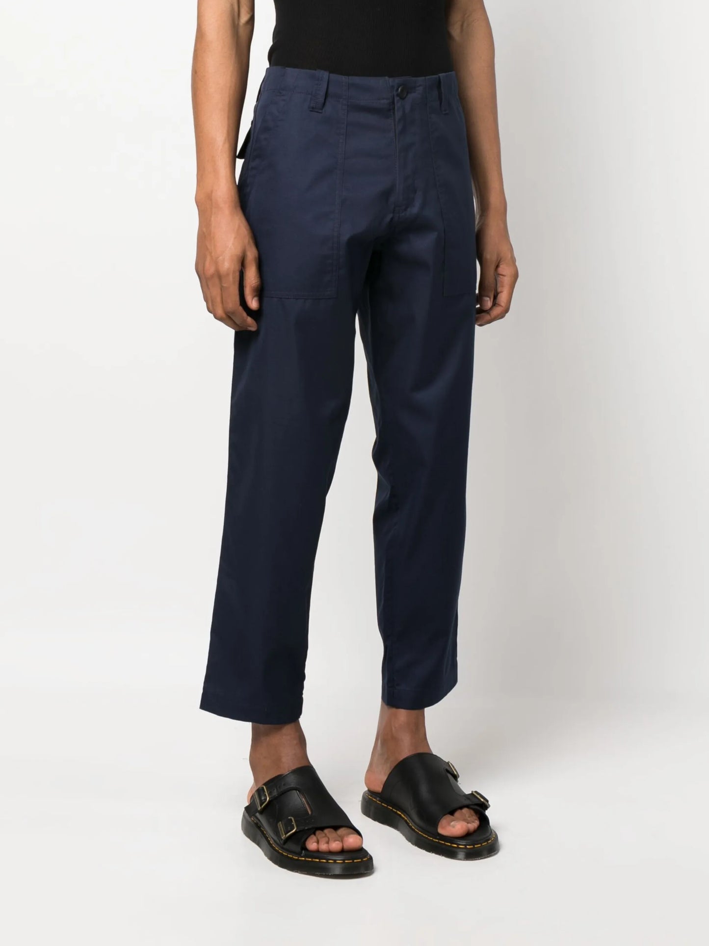 straight-leg cotton trousers