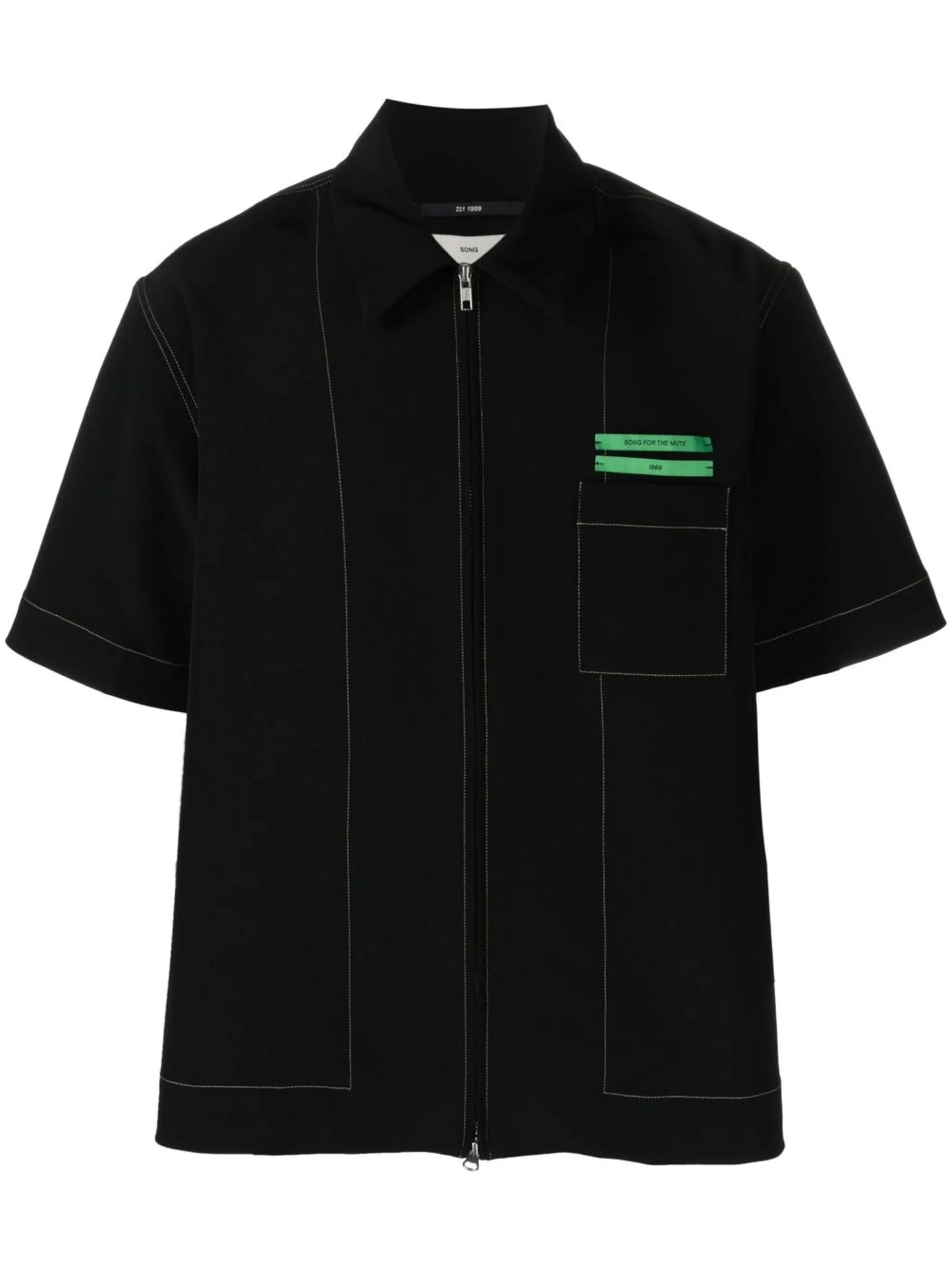 zip-fastening short-sleeve shirt
