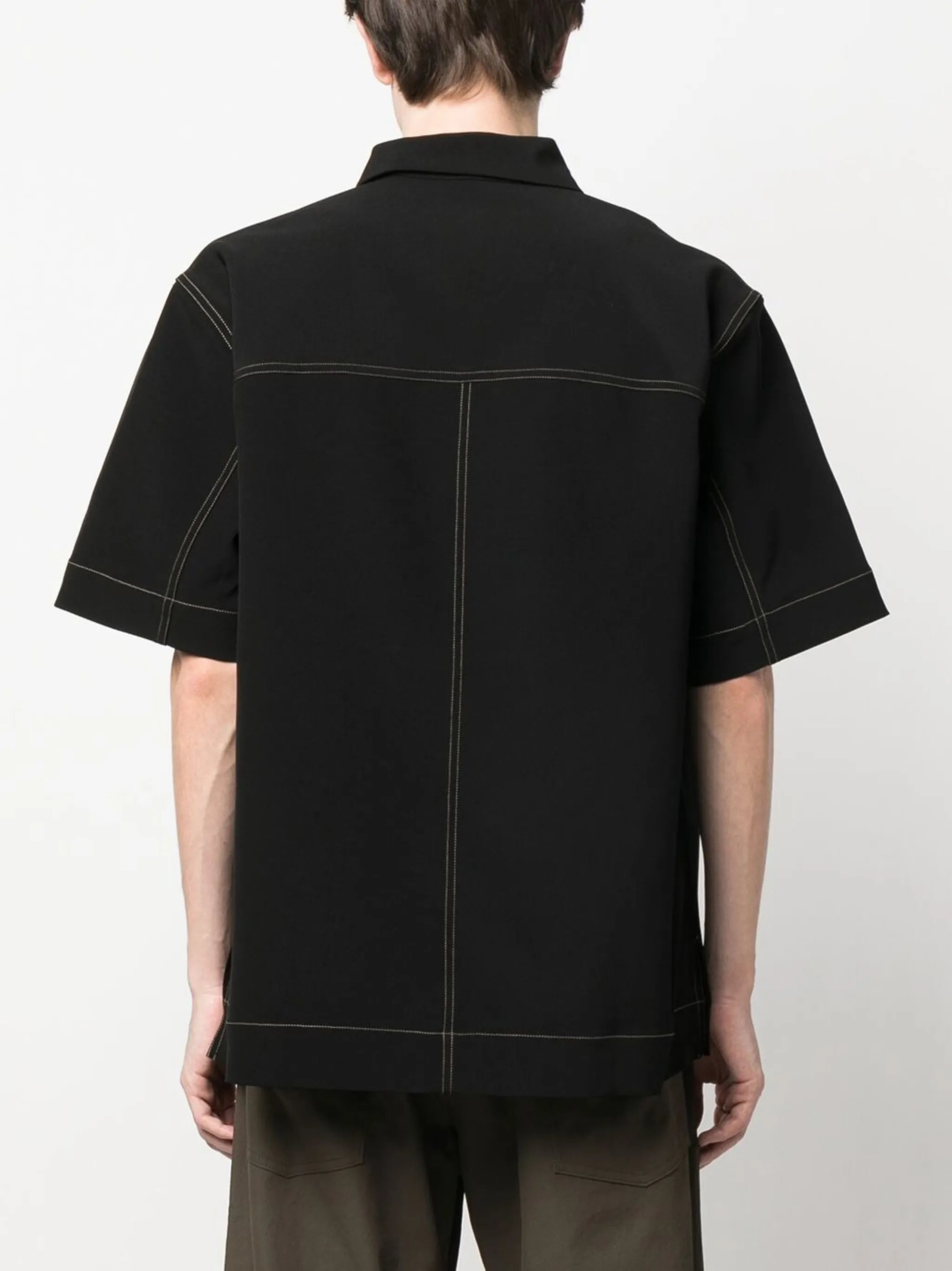 zip-fastening short-sleeve shirt