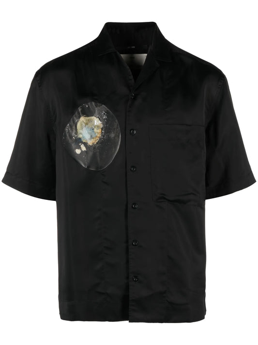 Black Cell-print short-sleeve shirt