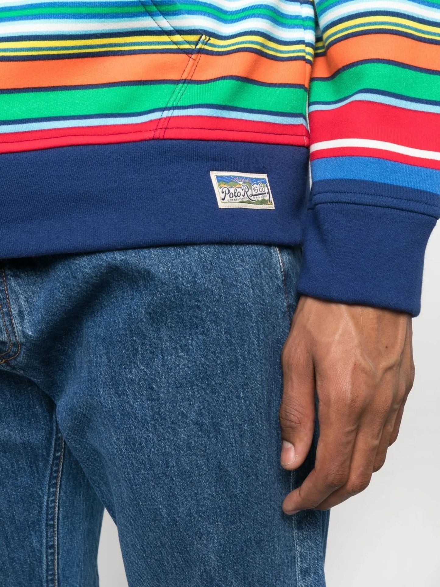 stripe-print logo hoodie