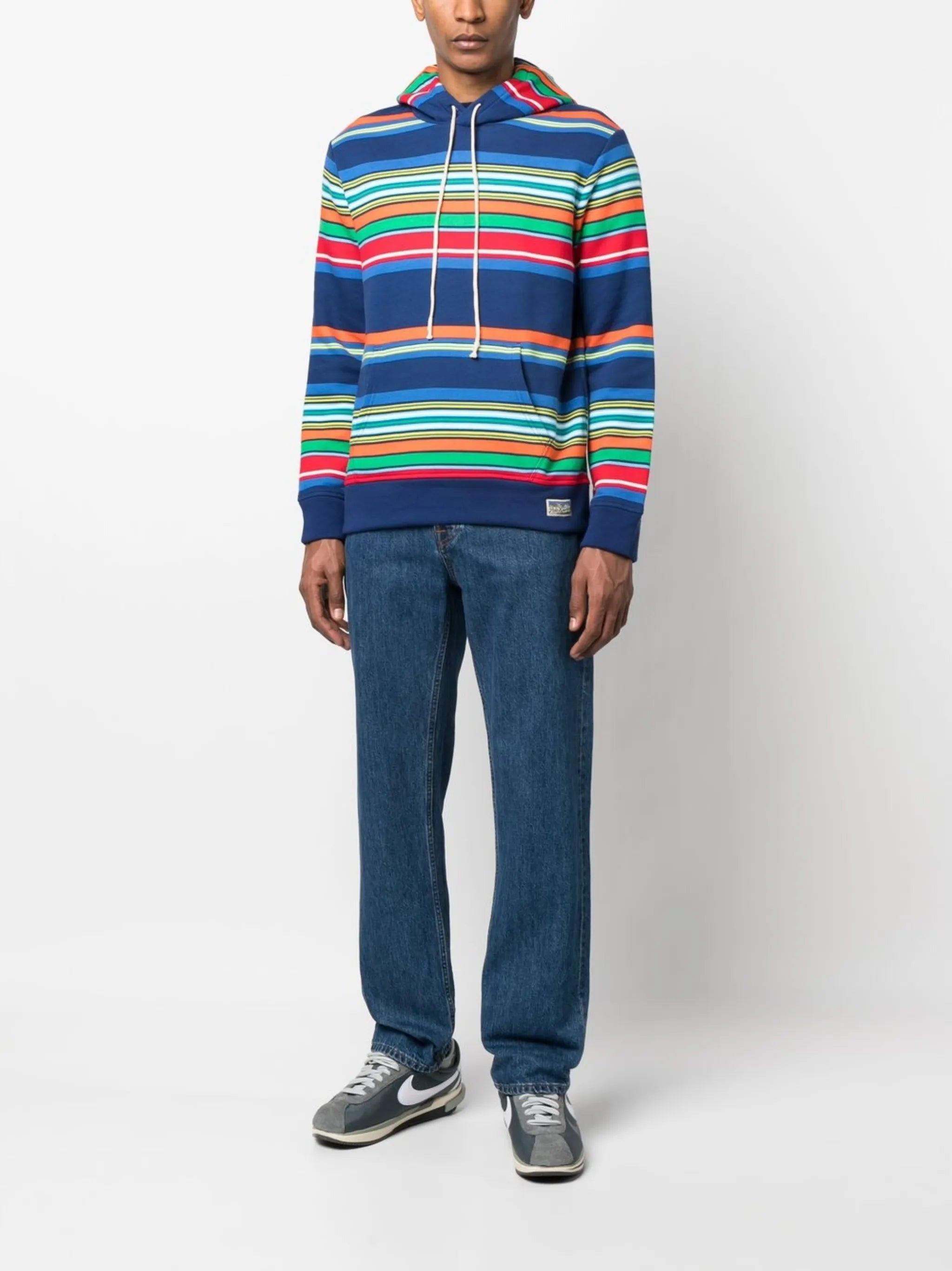 stripe-print logo hoodie
