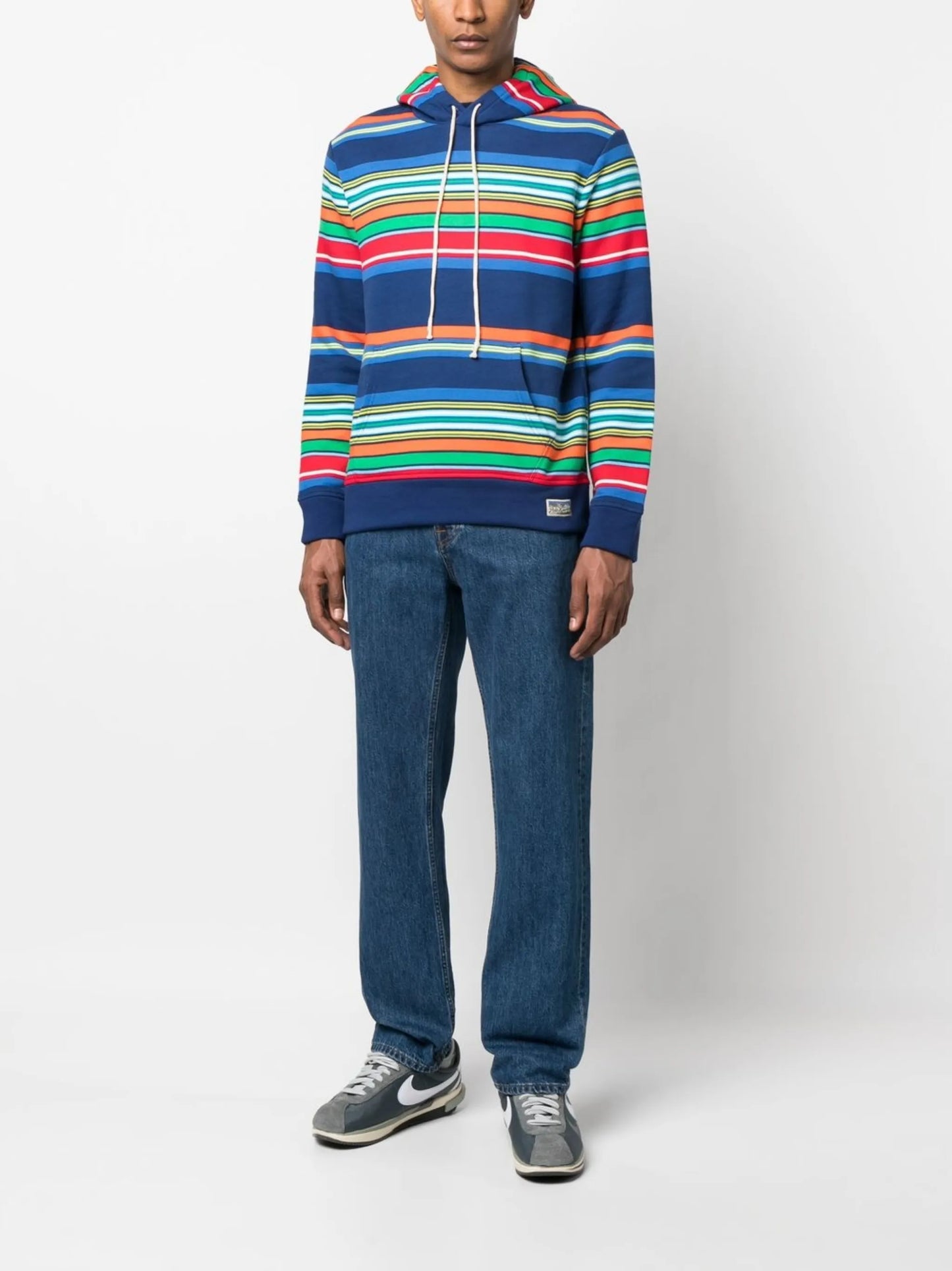 stripe-print logo hoodie