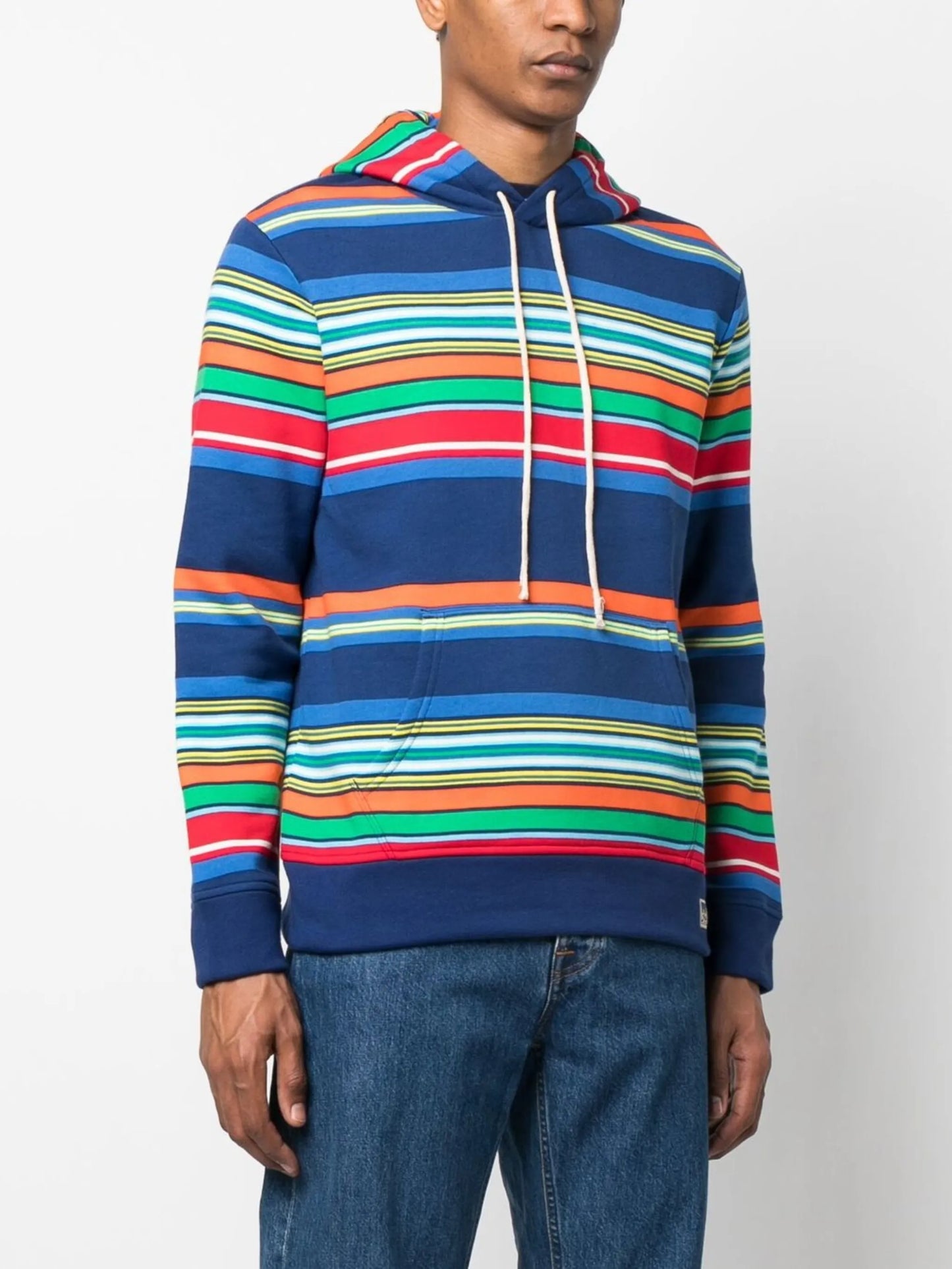 stripe-print logo hoodie