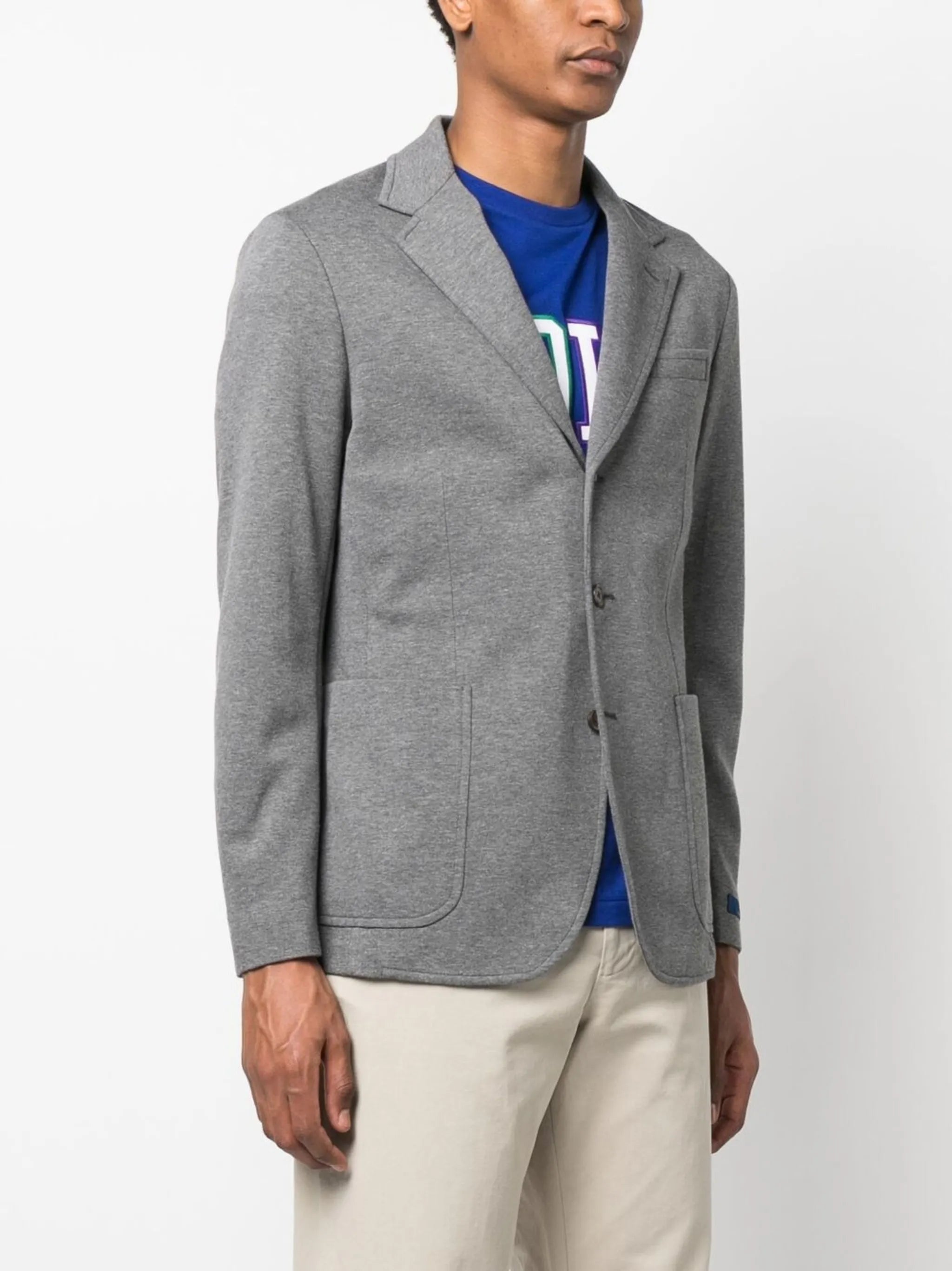 single-breasted cotton-blend blazer