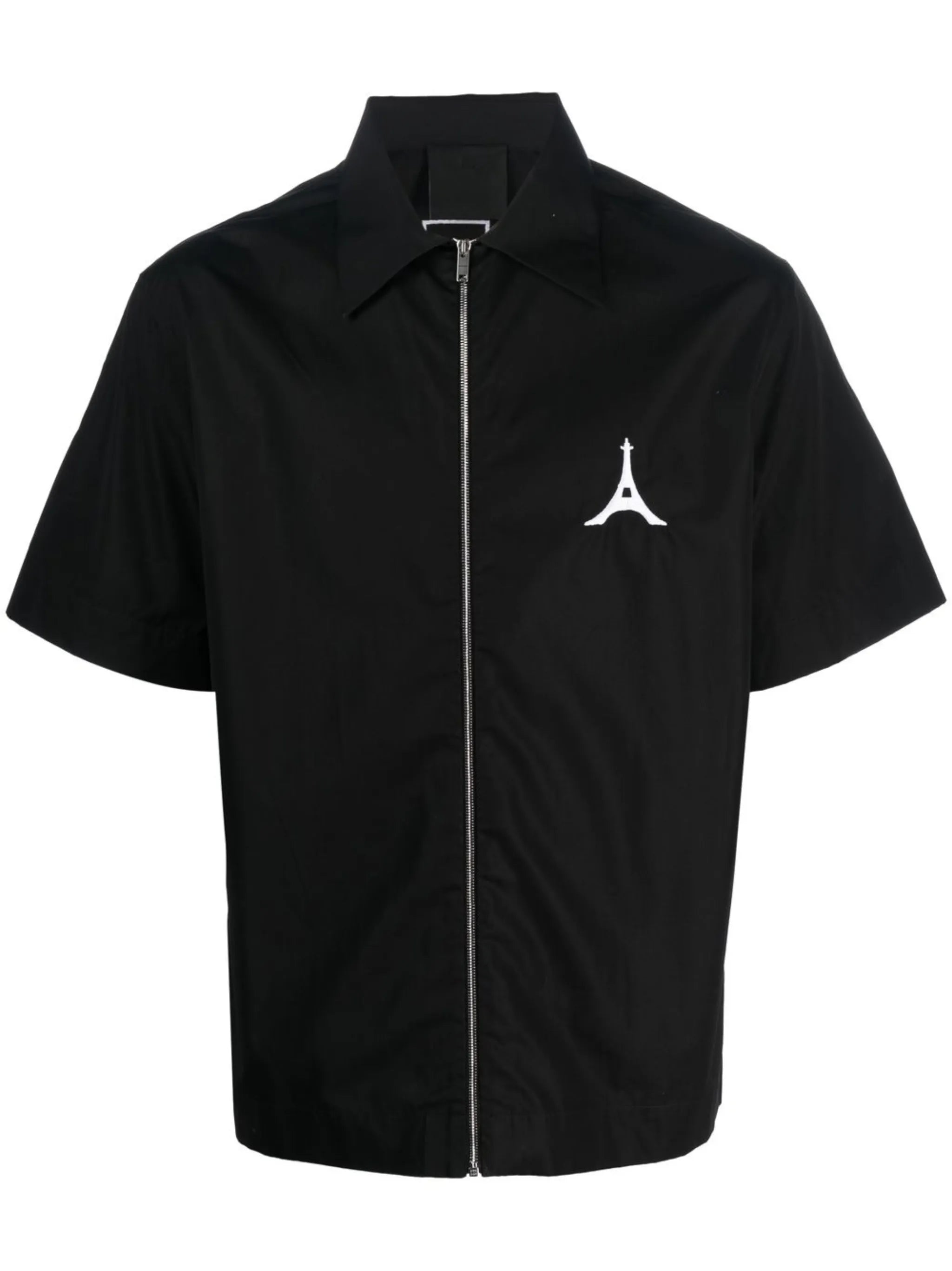 zip-up short sleeved cotton shirt
