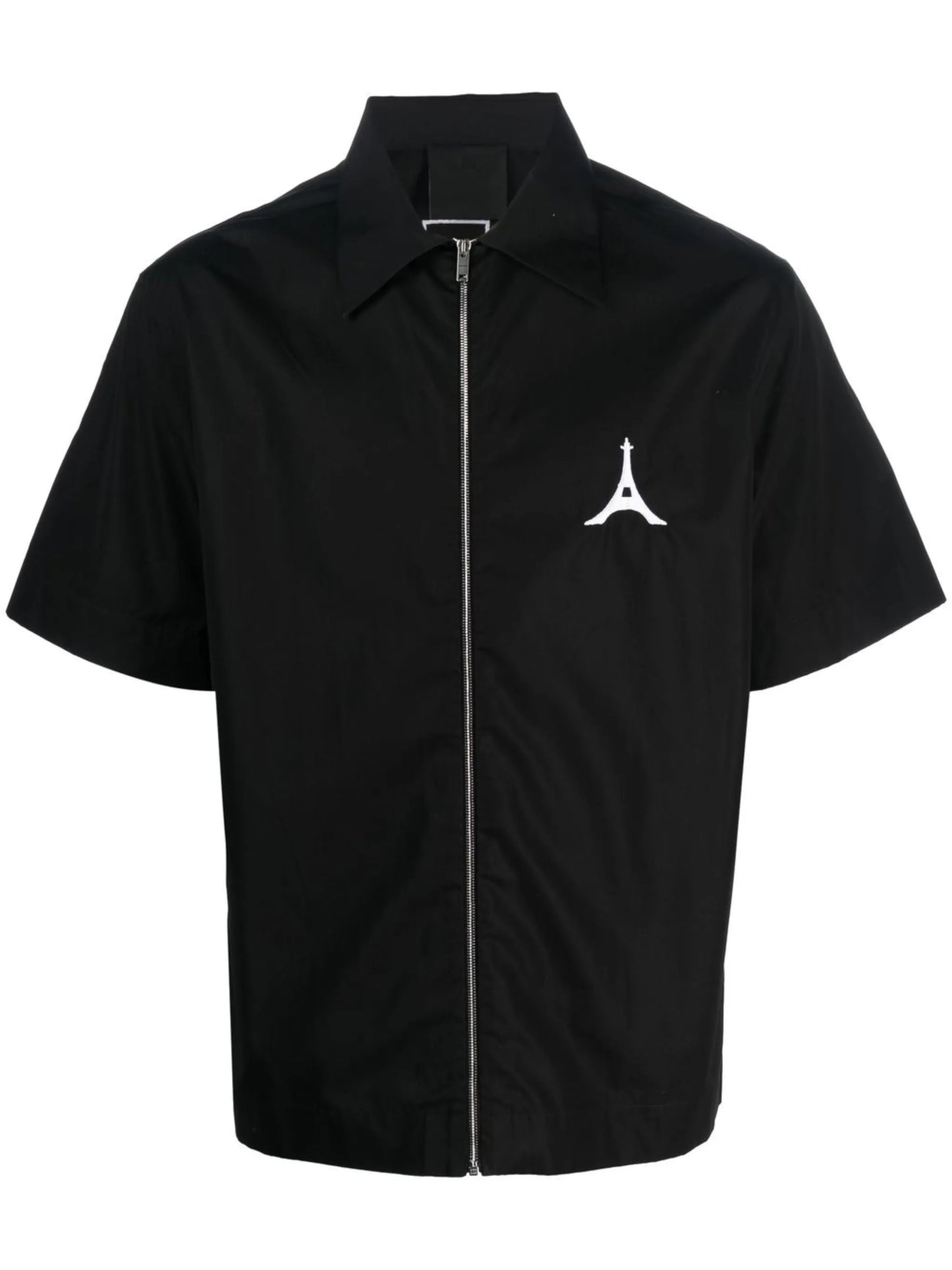 zip-up short sleeved cotton shirt