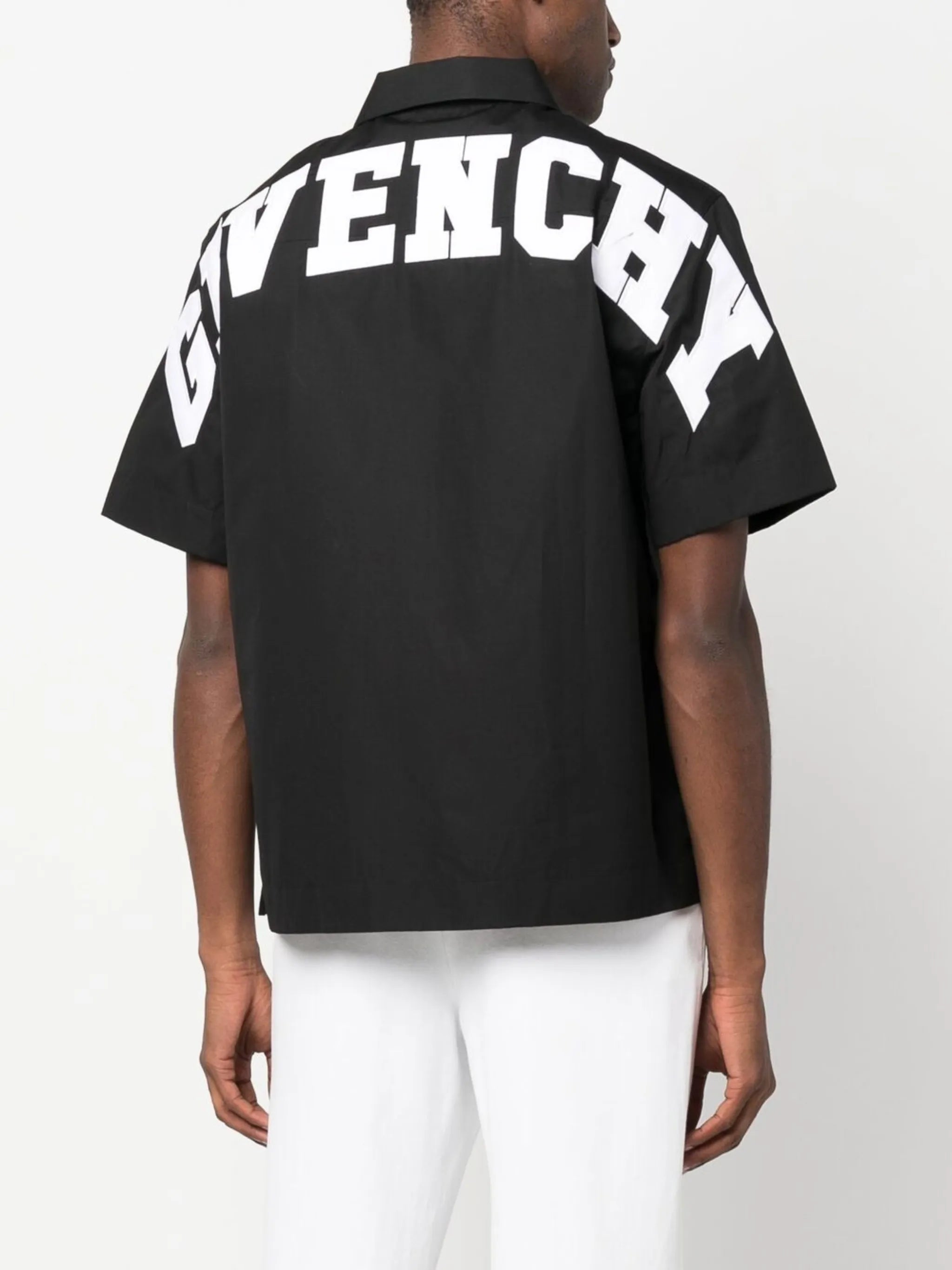 zip-up short sleeved cotton shirt
