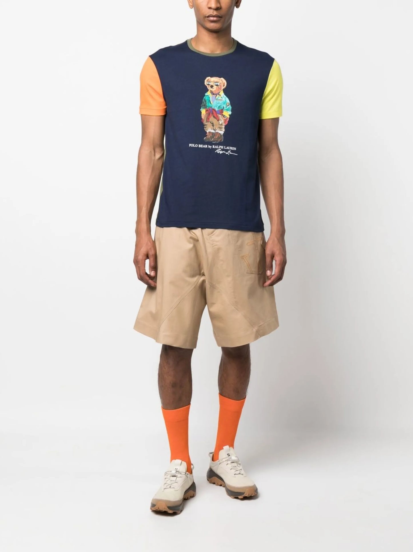 Polo Bear-print colour-block T-shirt