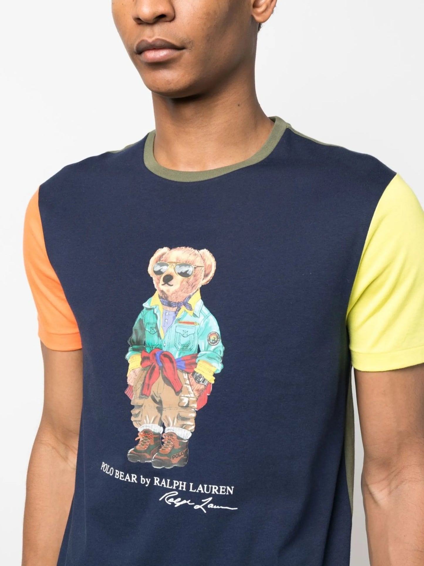 Polo Bear-print colour-block T-shirt