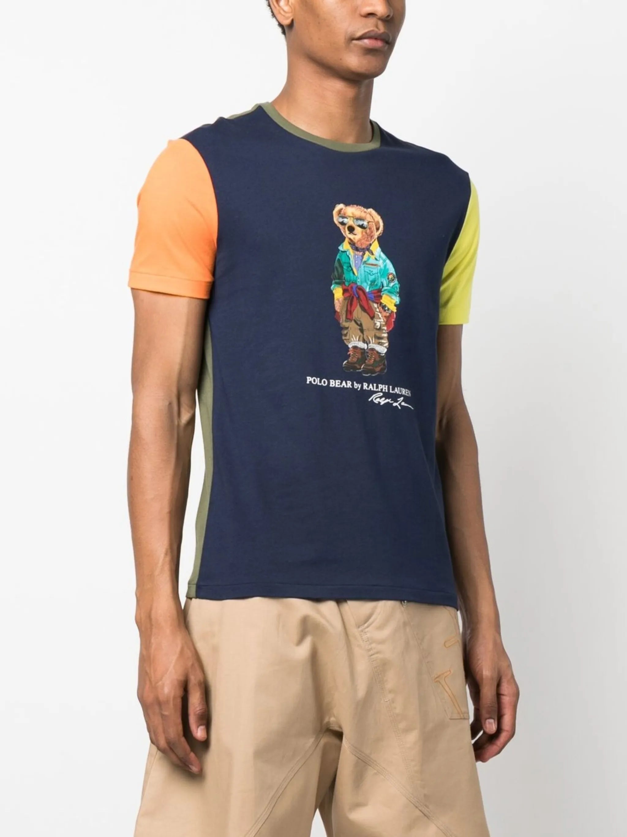 Polo Bear-print colour-block T-shirt