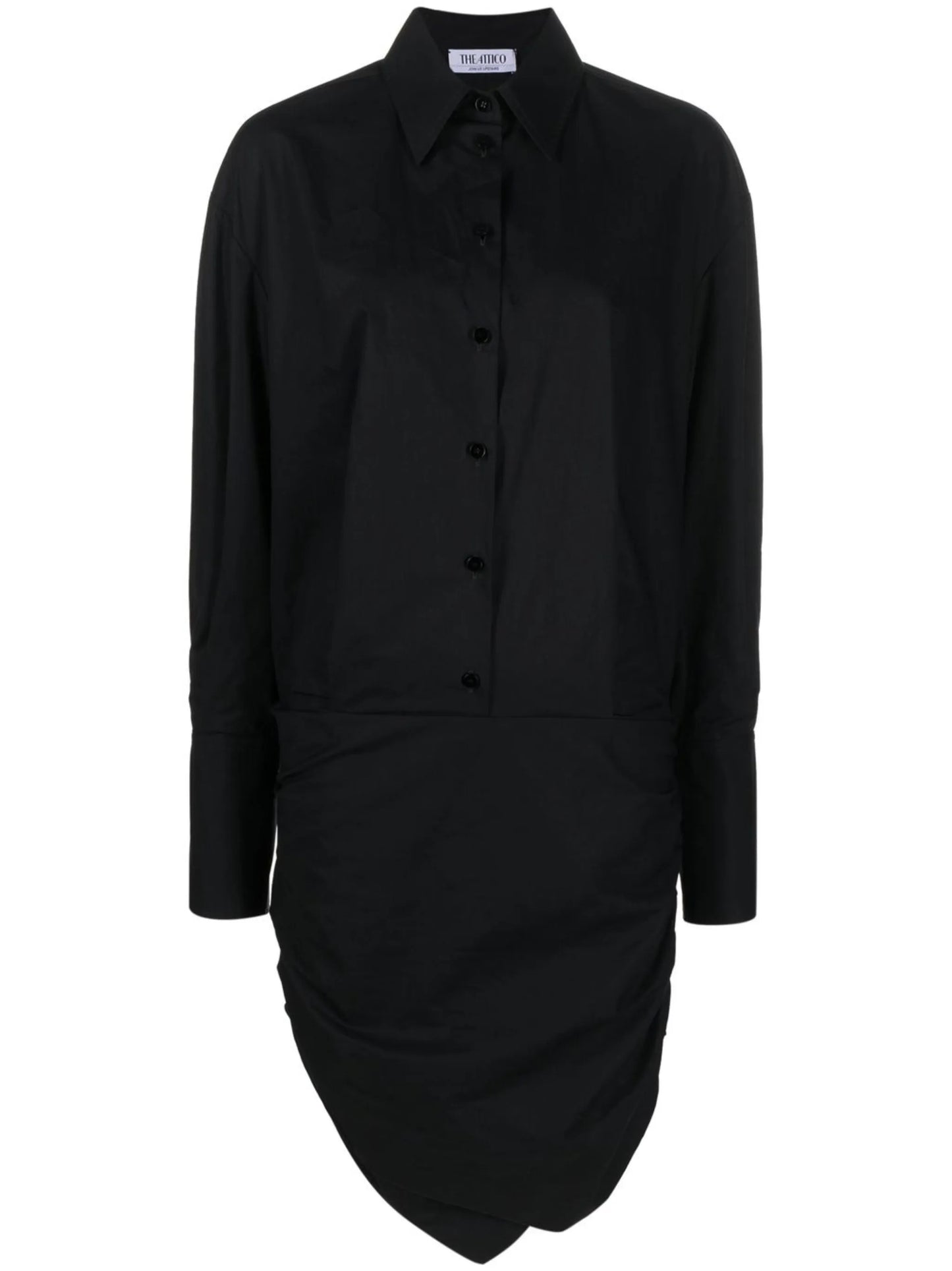 asymmetric-hem shirt dress