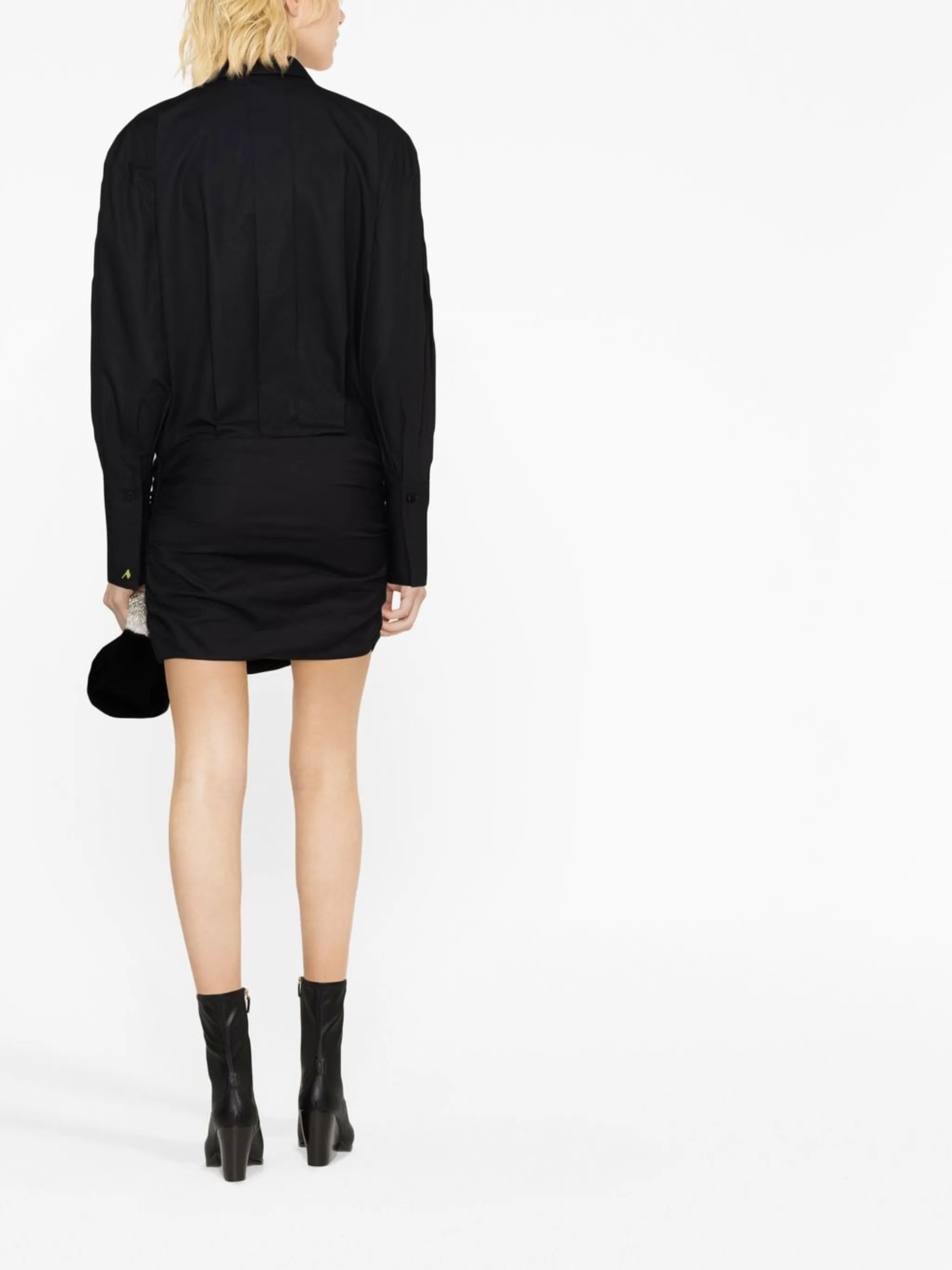 asymmetric-hem shirt dress