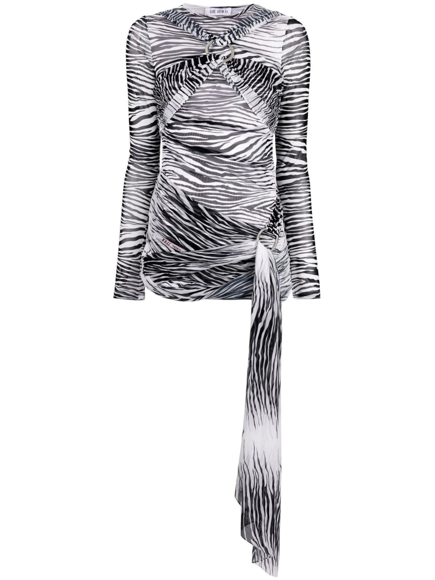tiger-print mesh mini dress