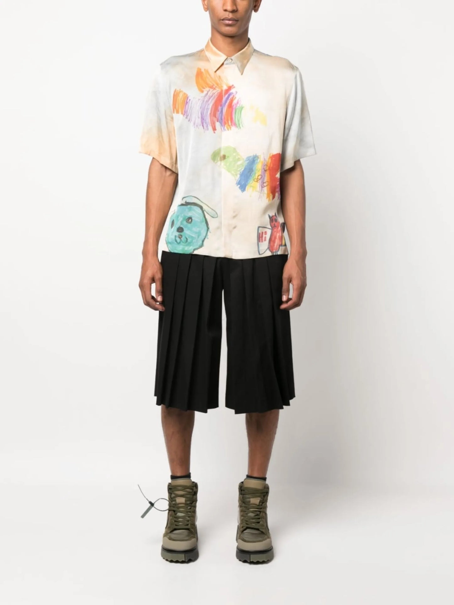 Cartoon-print short-sleeved shirt