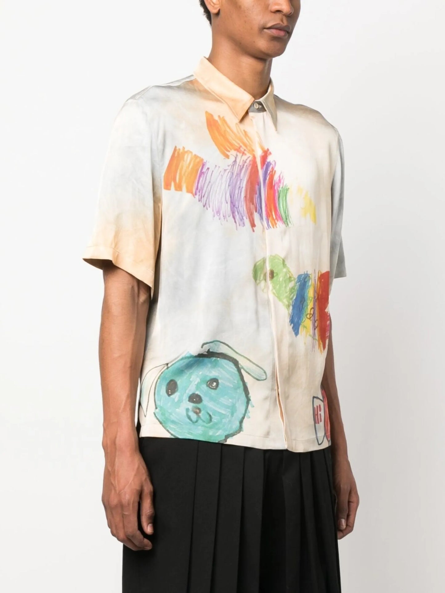 Cartoon-print short-sleeved shirt