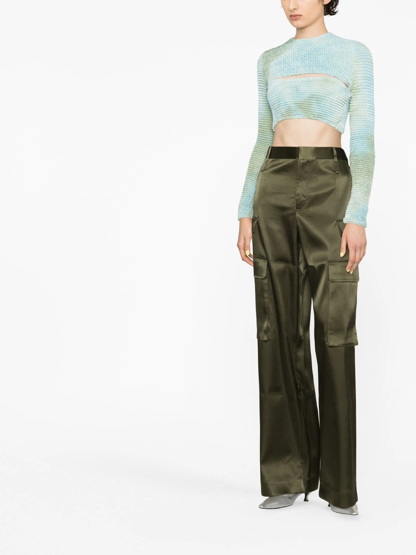 Double tie-dye cut-out top