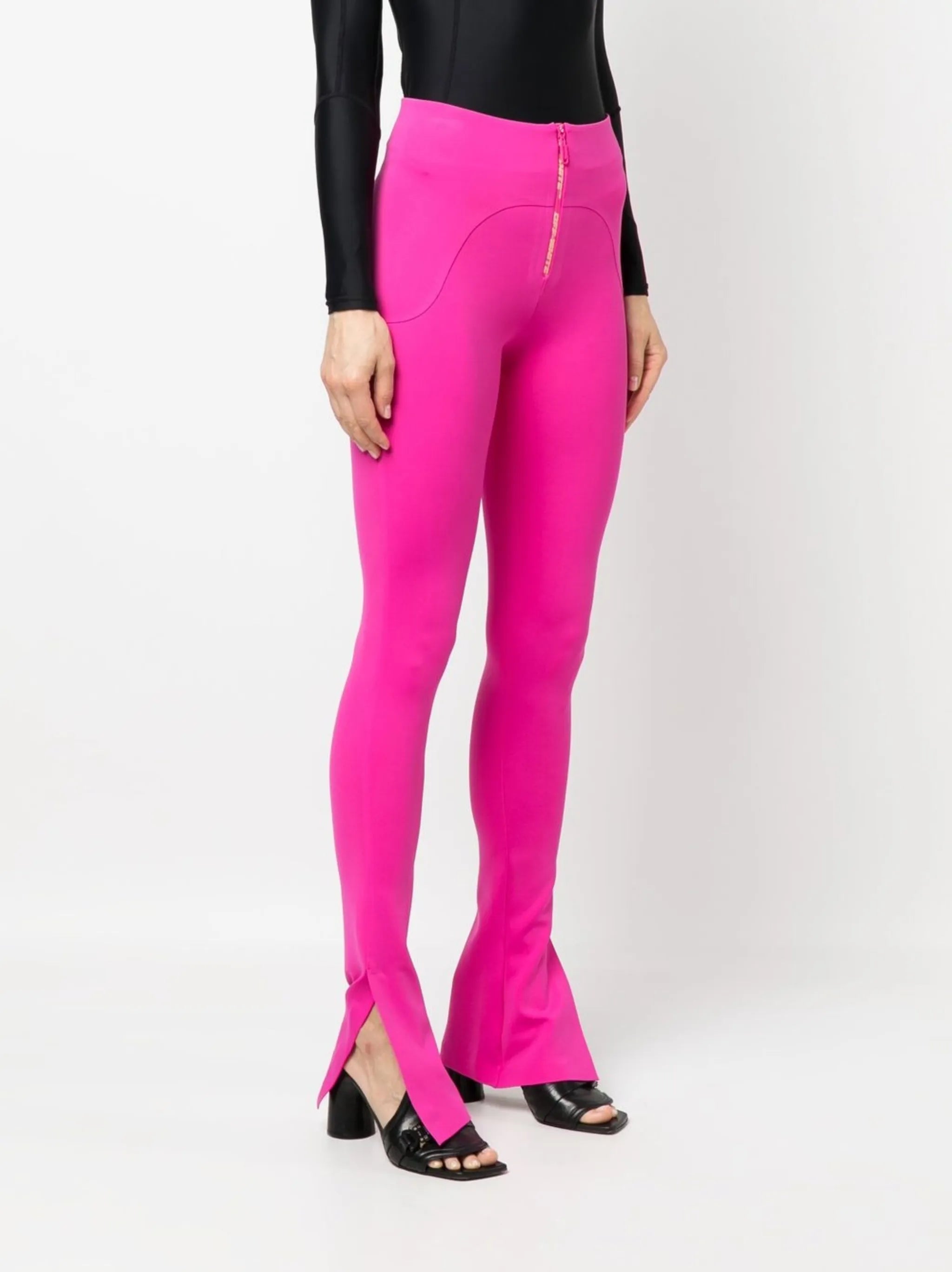 zip-front side-slit leggings