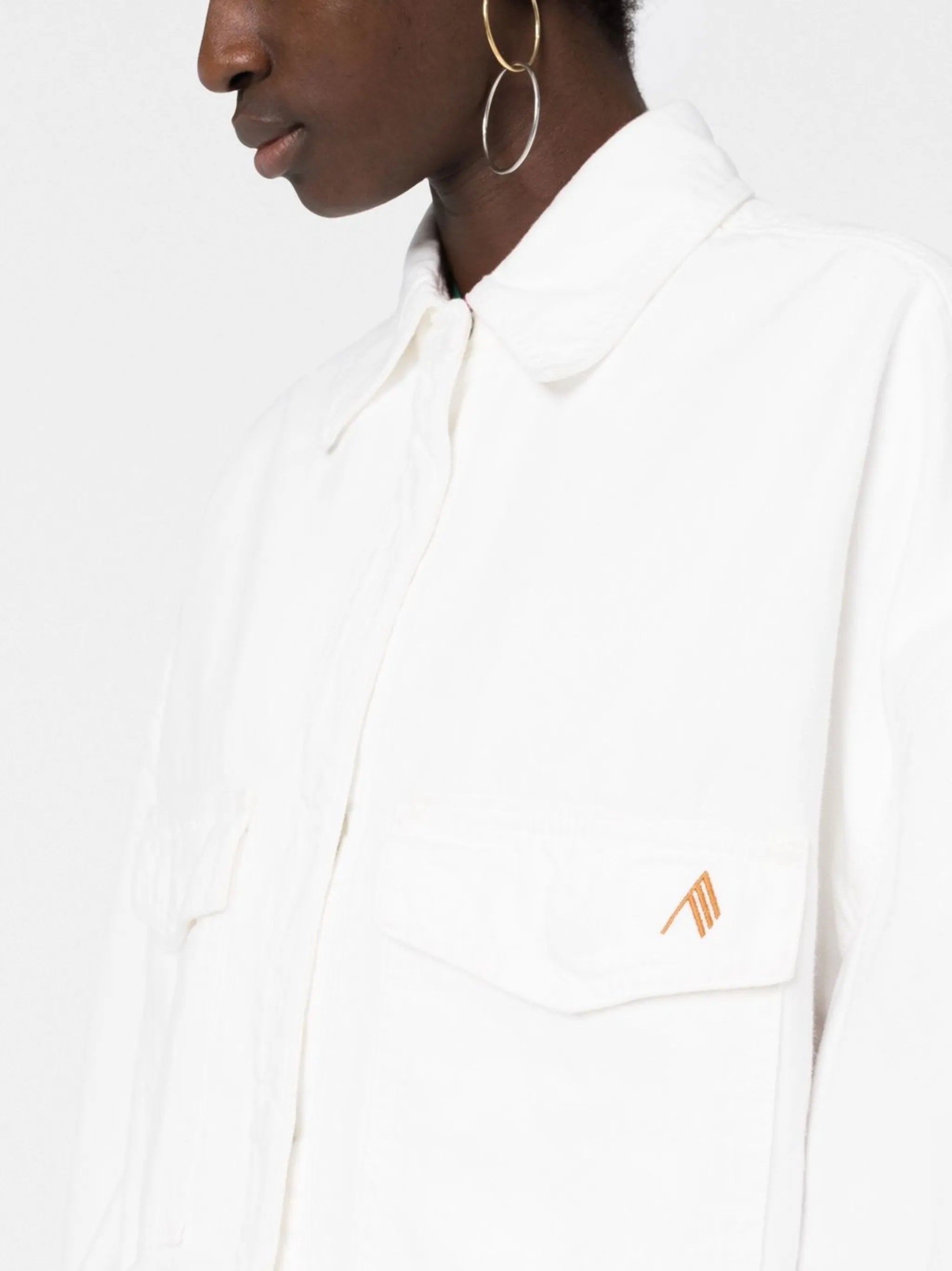 logo-embroidered shirt jacket