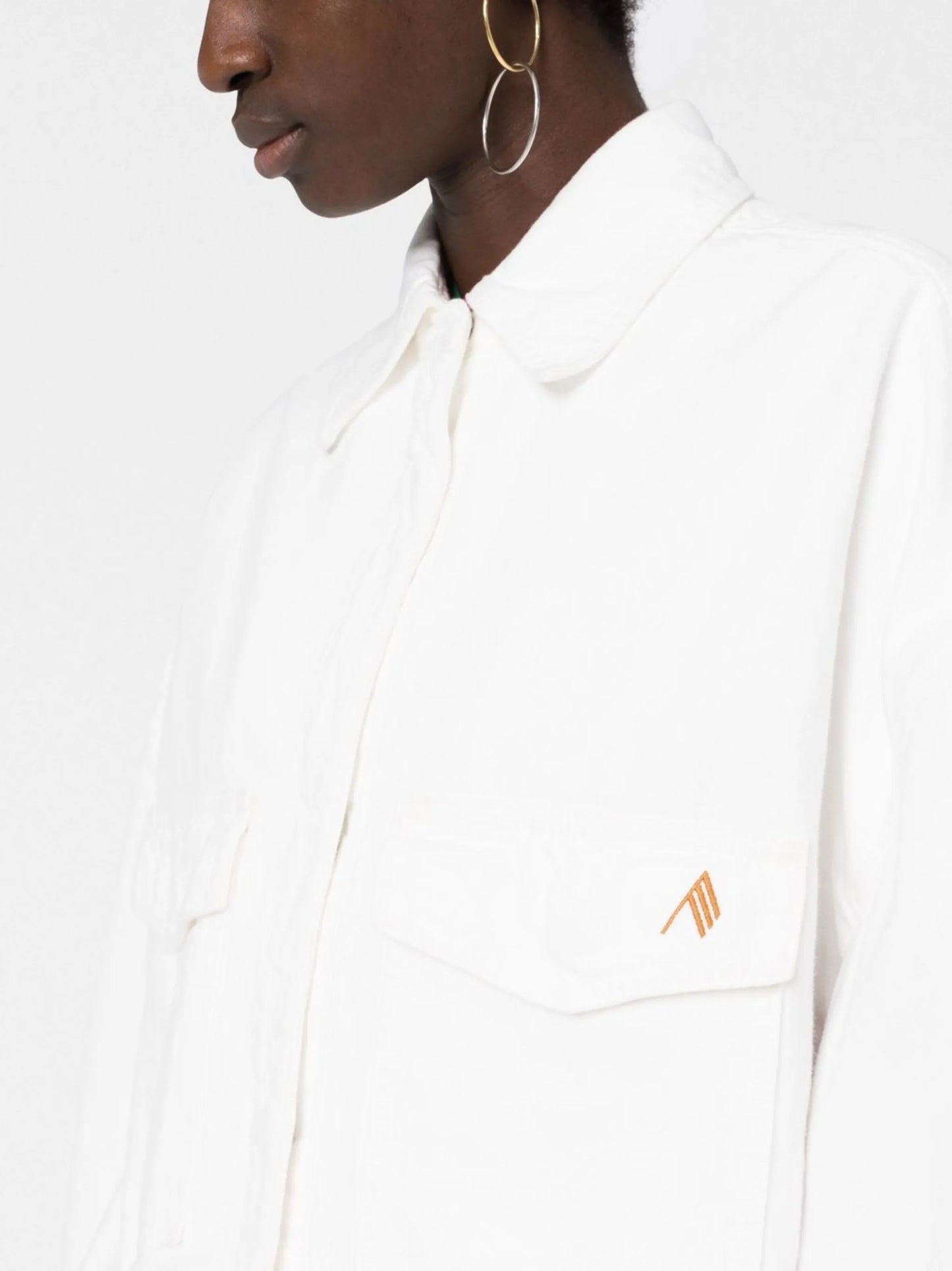 logo-embroidered shirt jacket