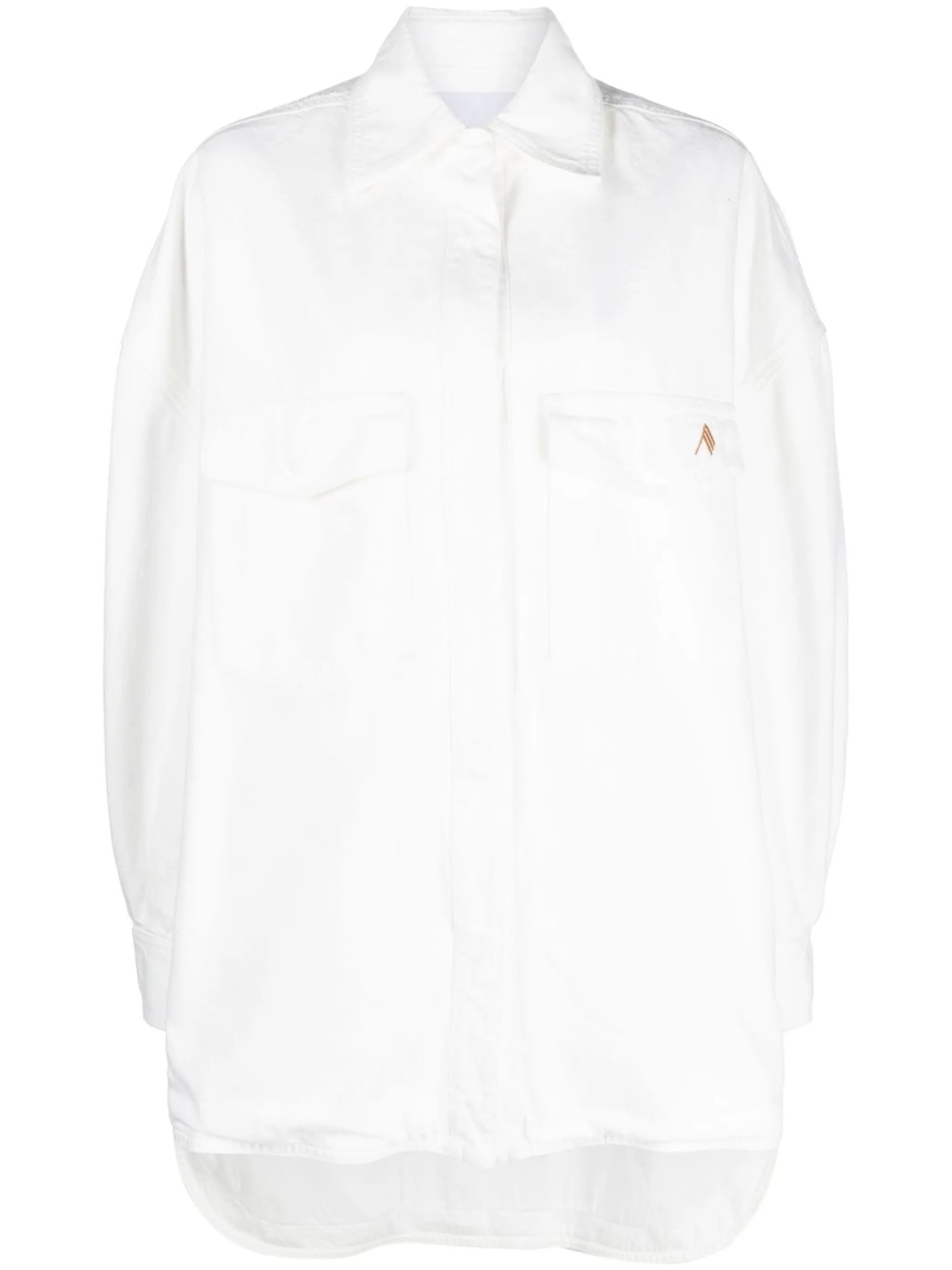 logo-embroidered shirt jacket