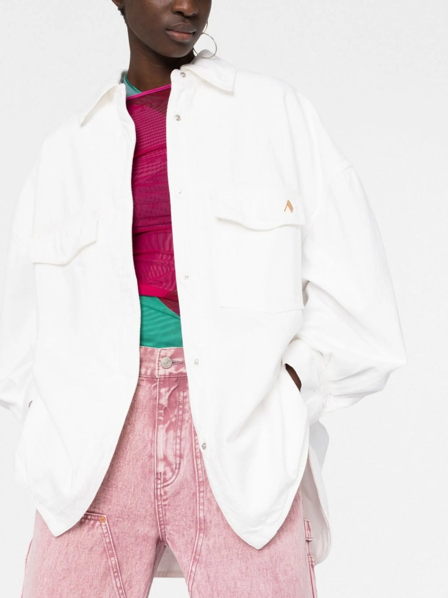 logo-embroidered shirt jacket