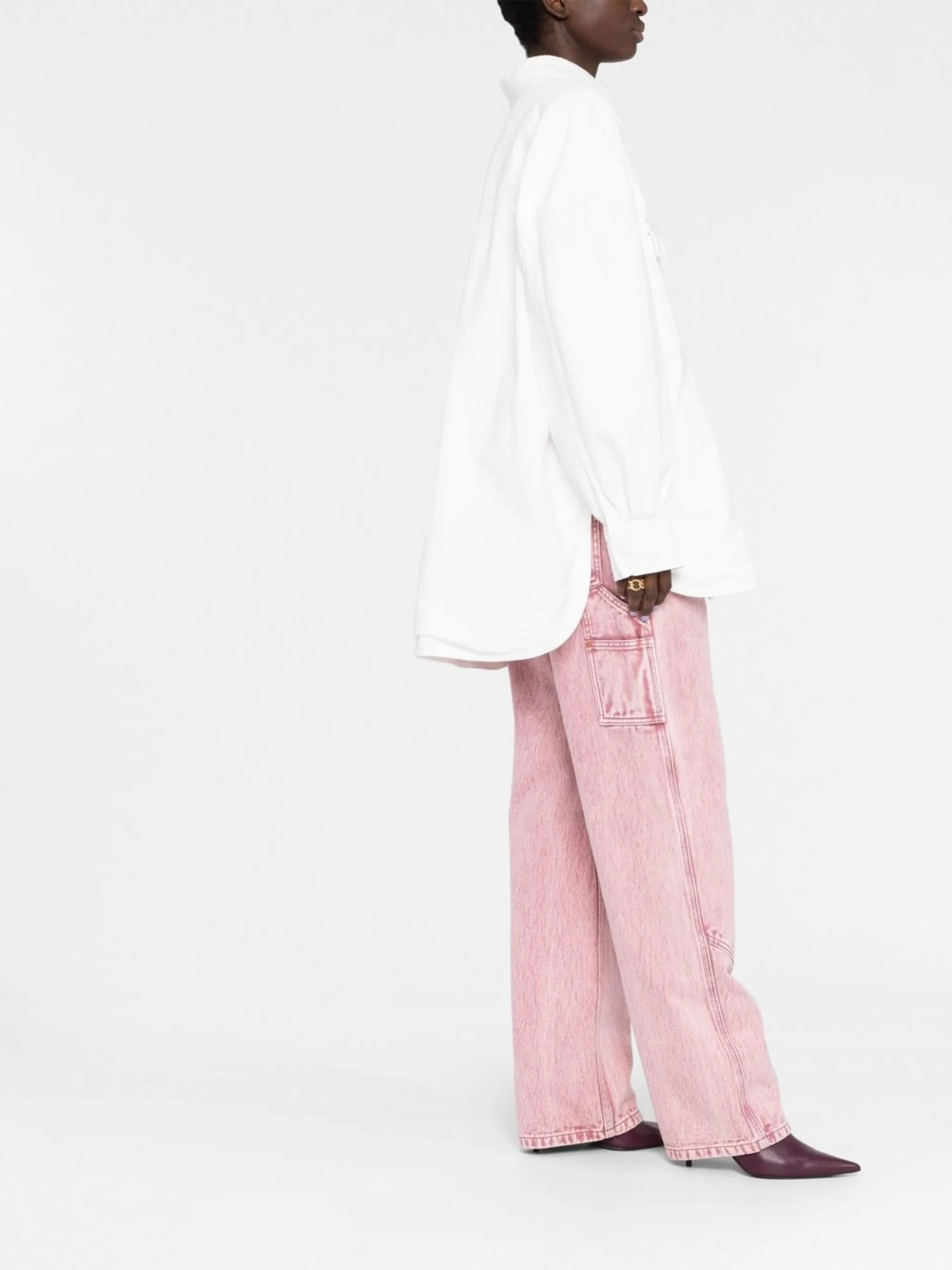 logo-embroidered shirt jacket