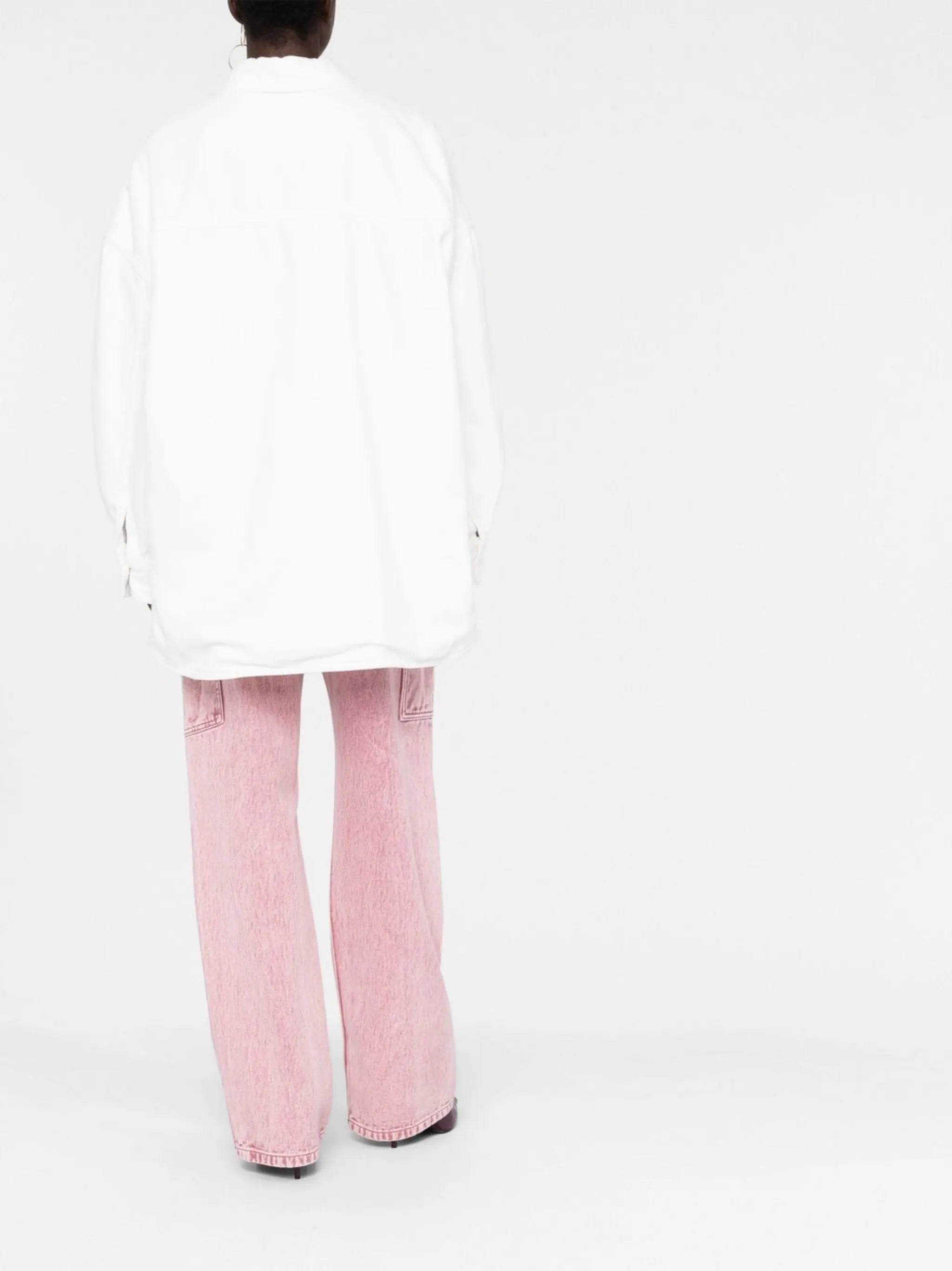 logo-embroidered shirt jacket