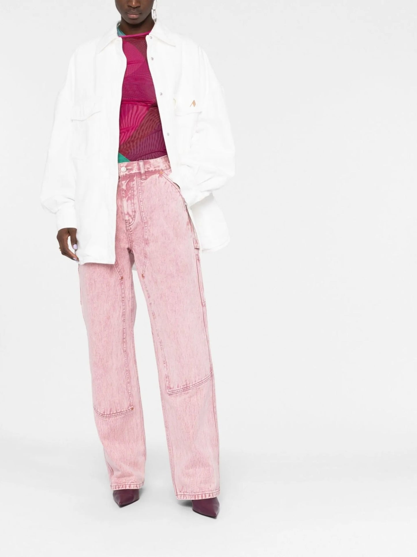 logo-embroidered shirt jacket