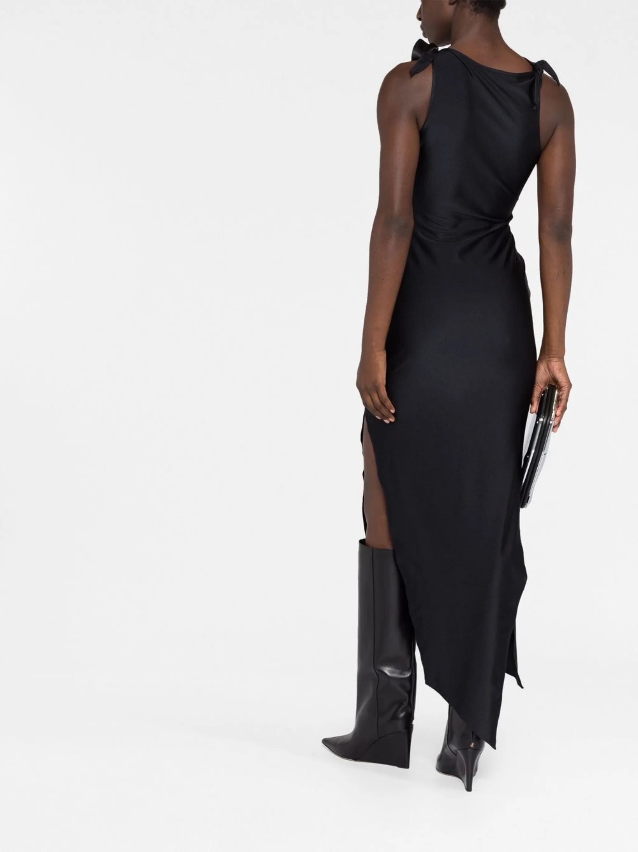 floral-appliqué maxi dress