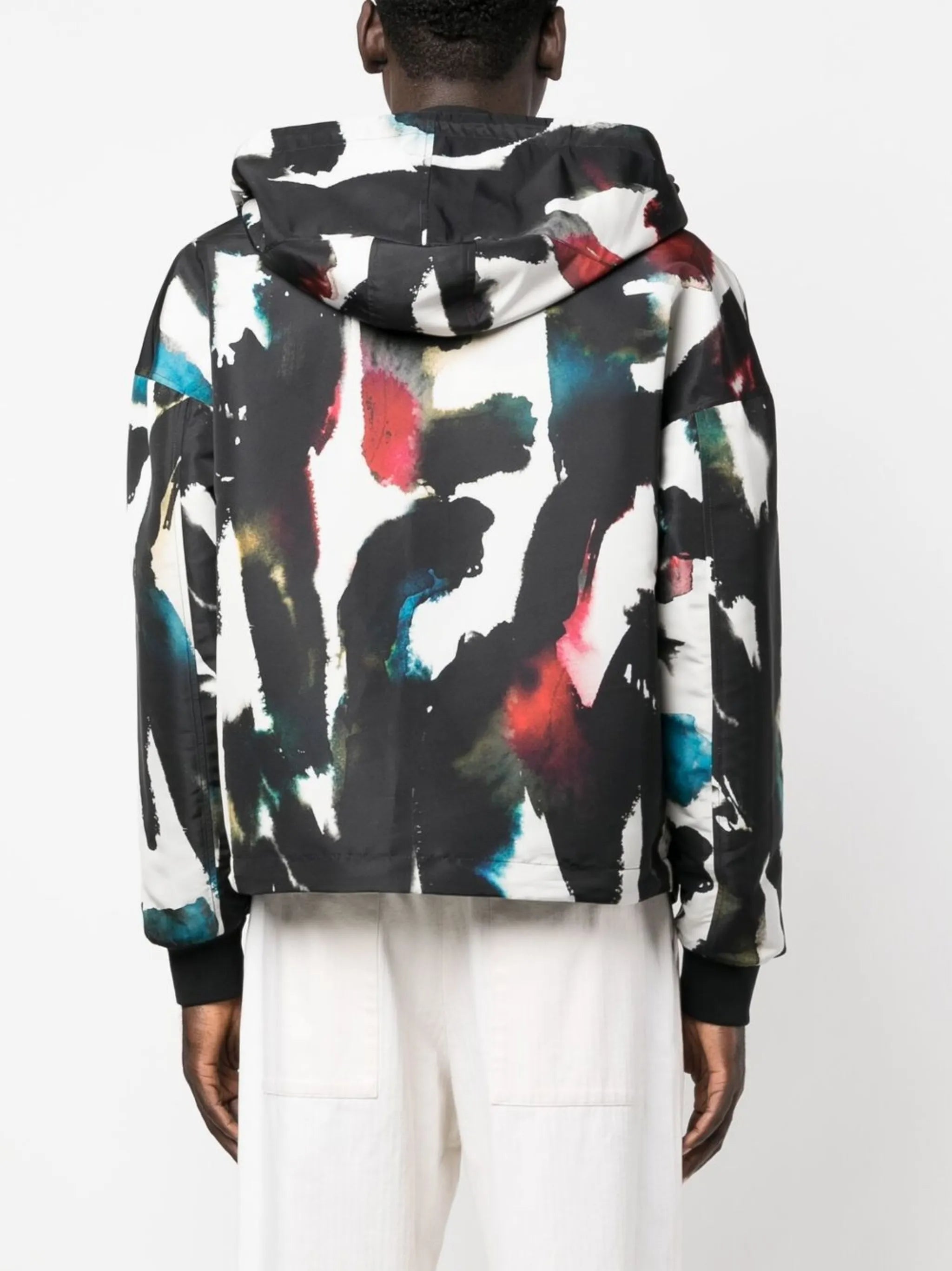 Graffiti-print hooded windbreaker