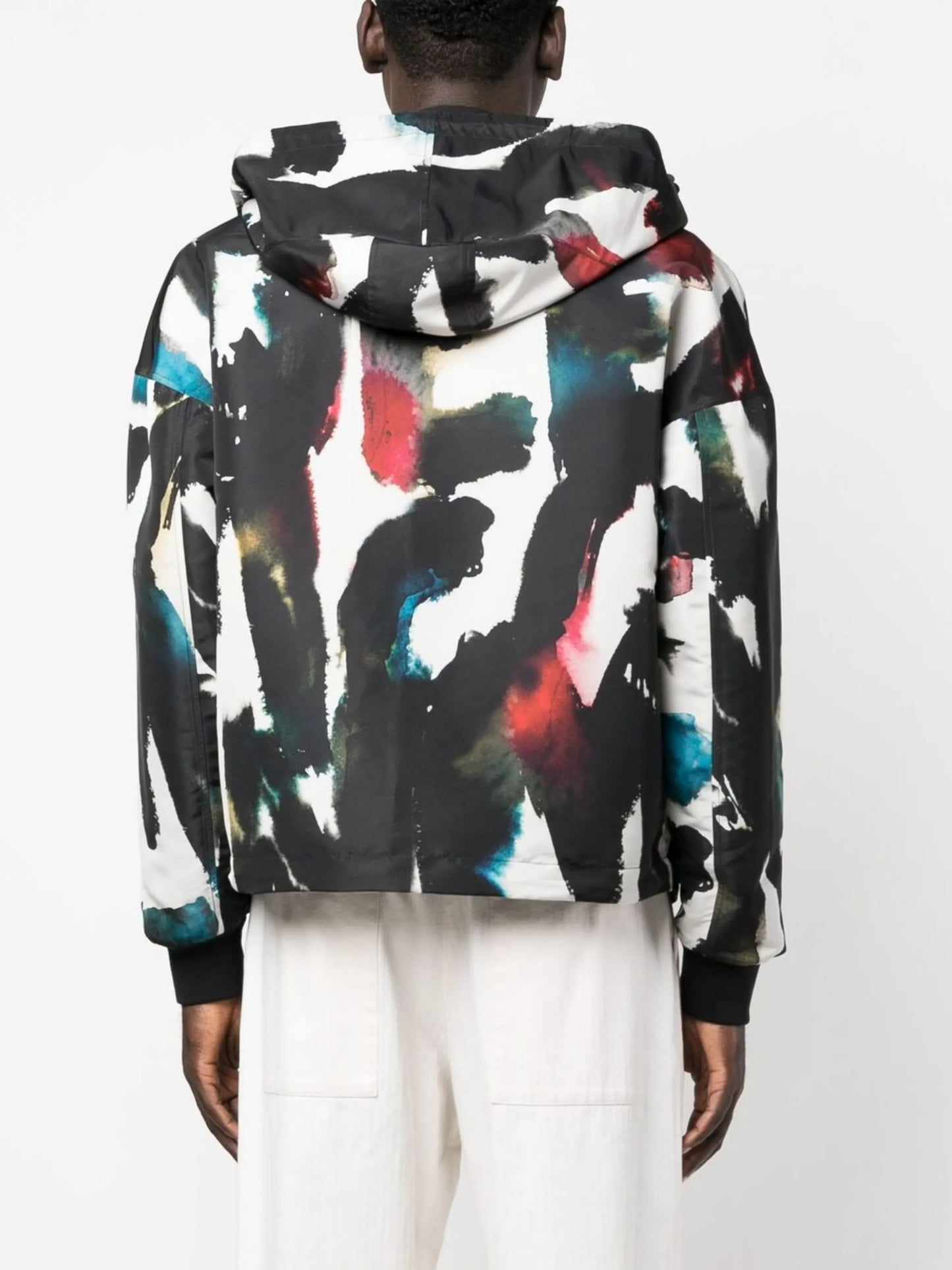 Graffiti-print hooded windbreaker