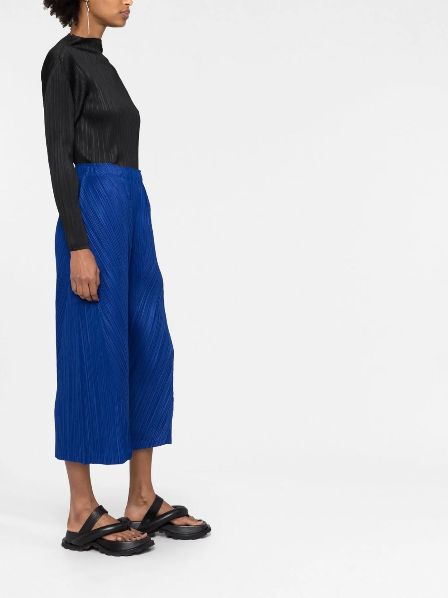 high-neck pleated top