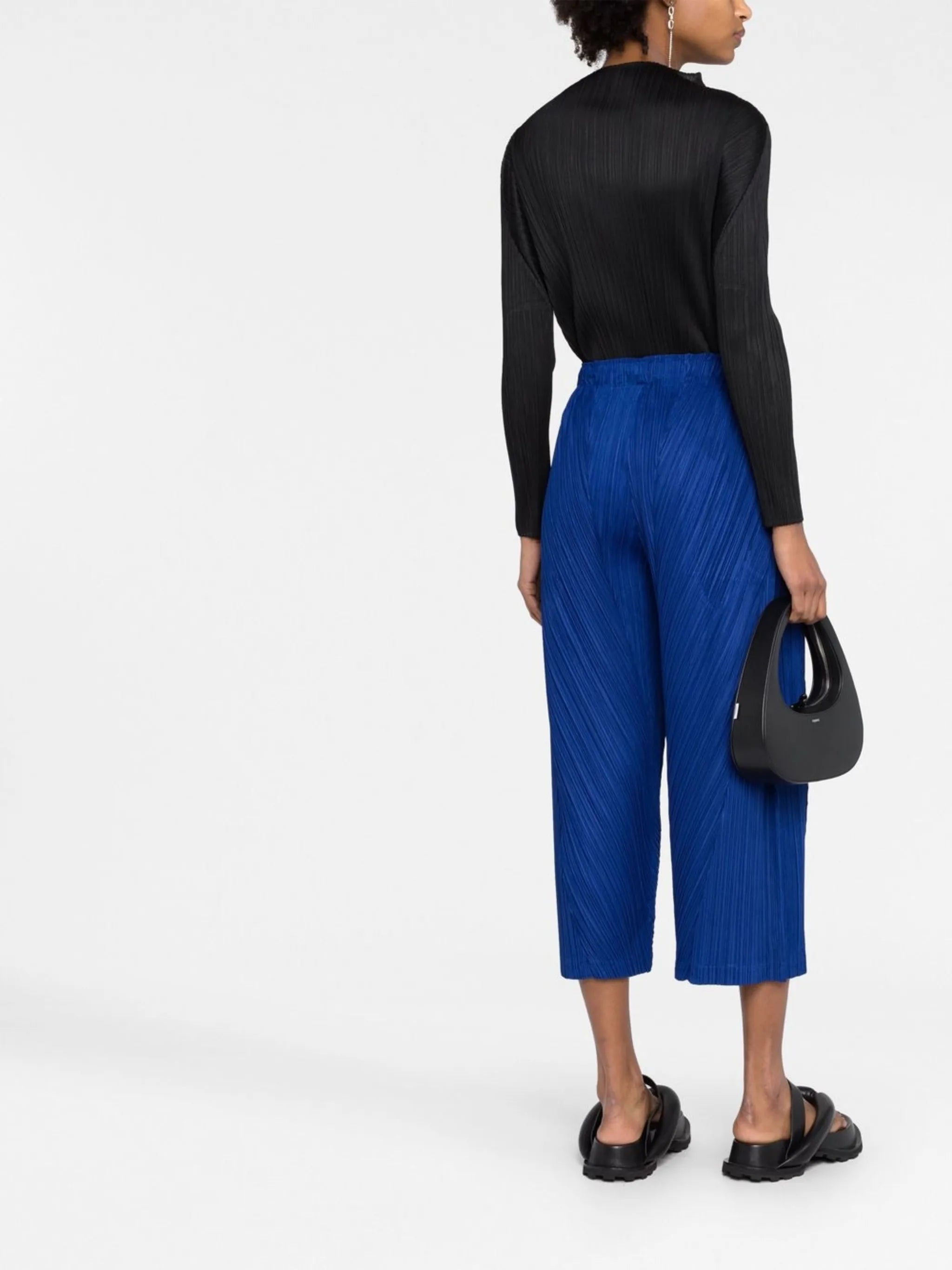 high-neck pleated top