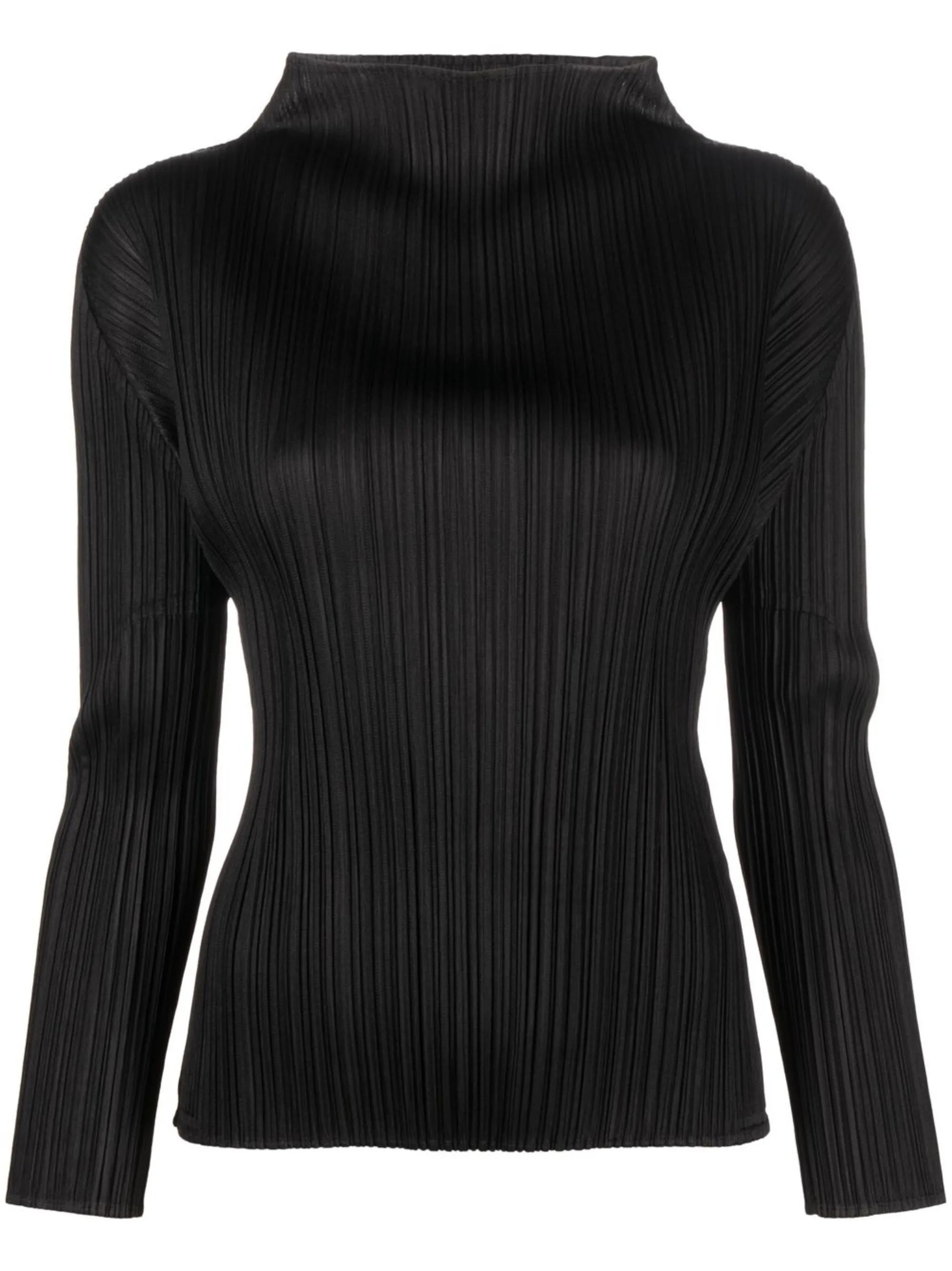 high-neck pleated top