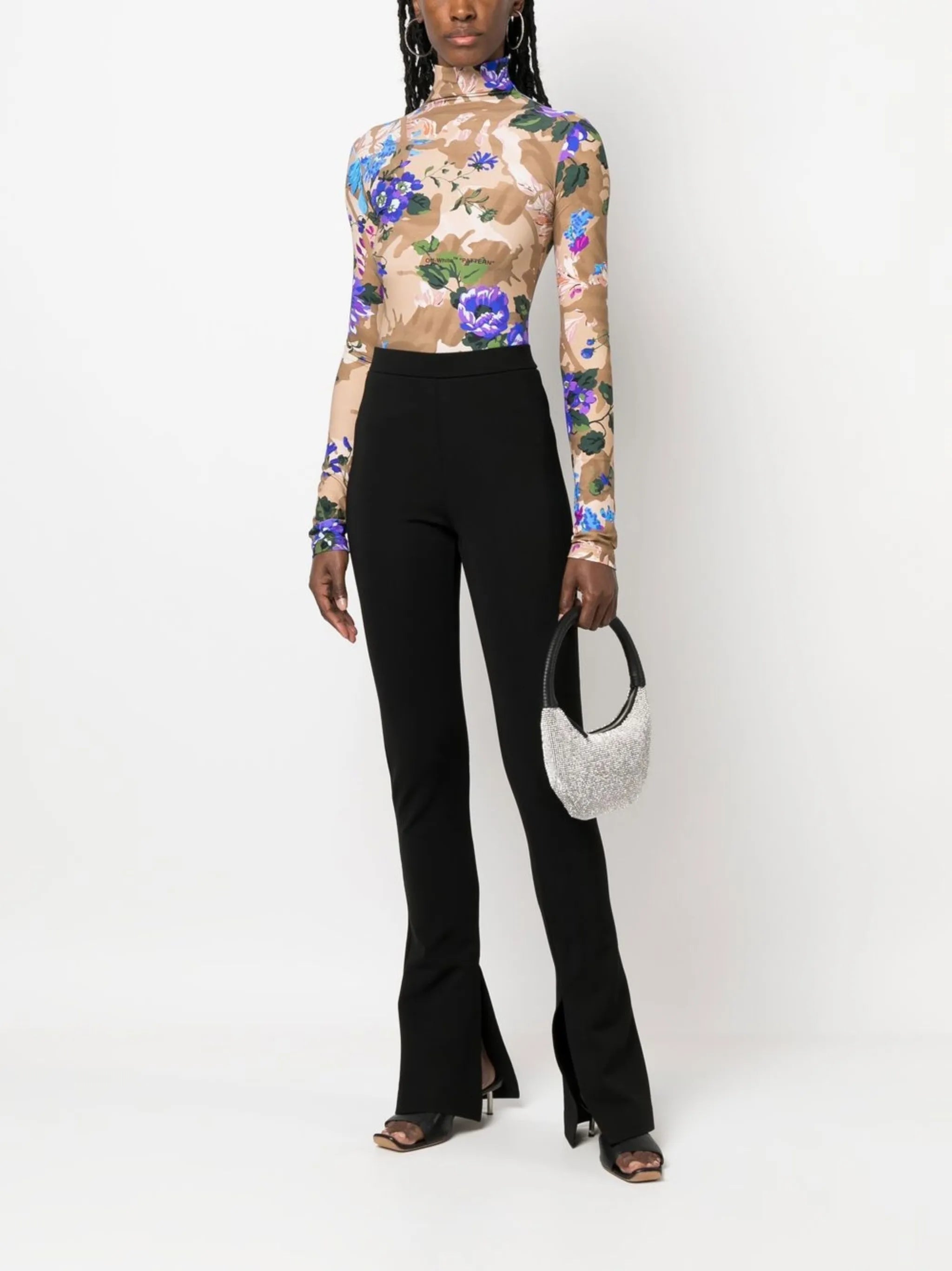 camouflage floral-print top