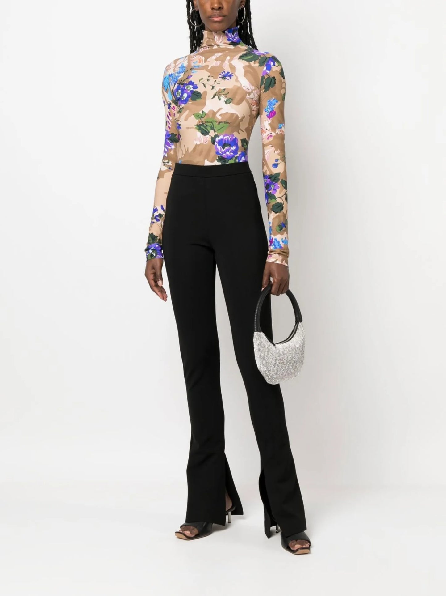 camouflage floral-print top