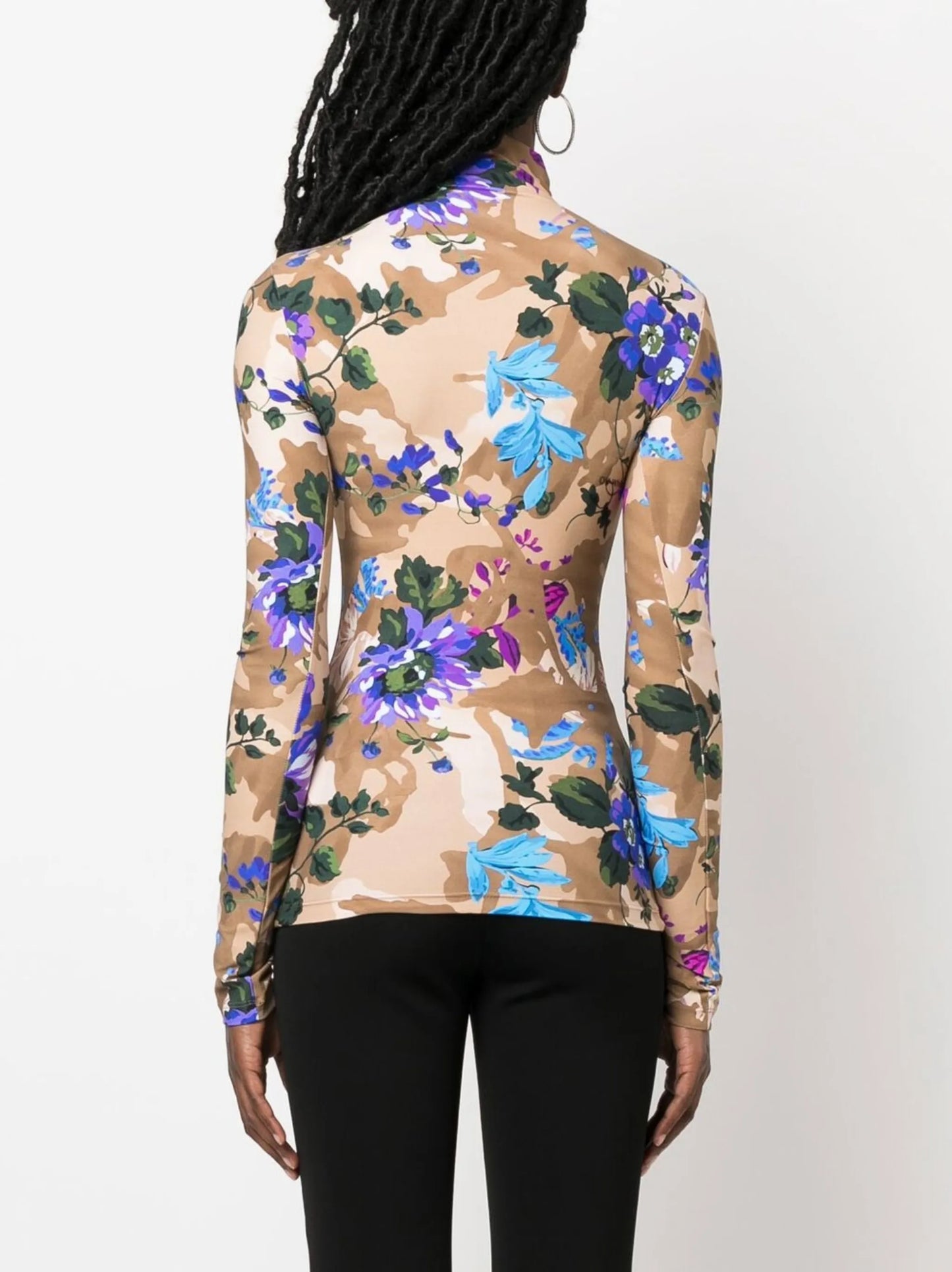 camouflage floral-print top