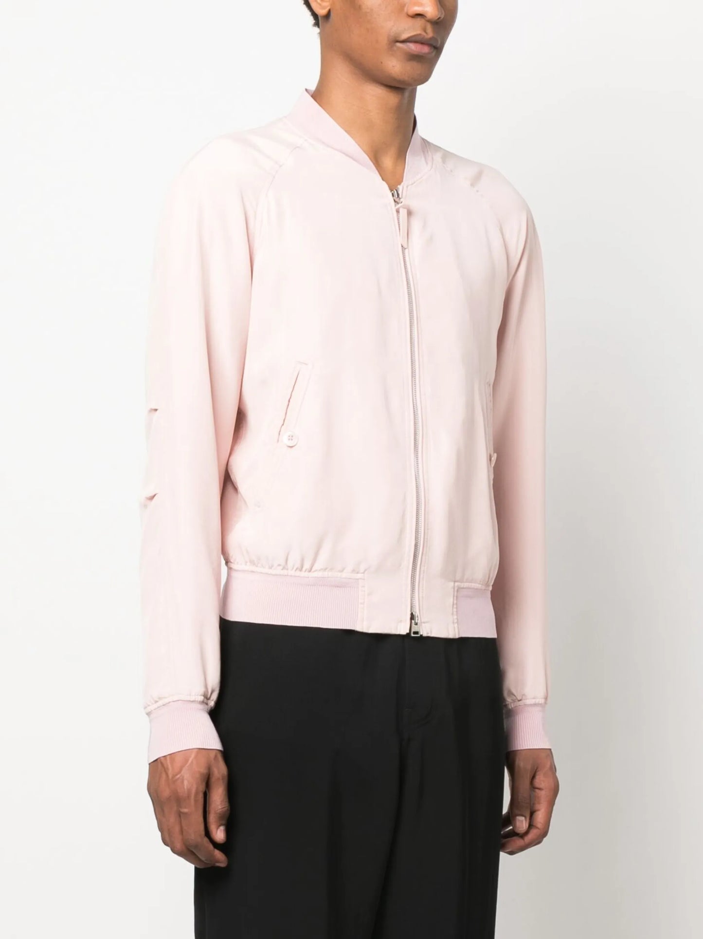 Habotai leather bomber jacket