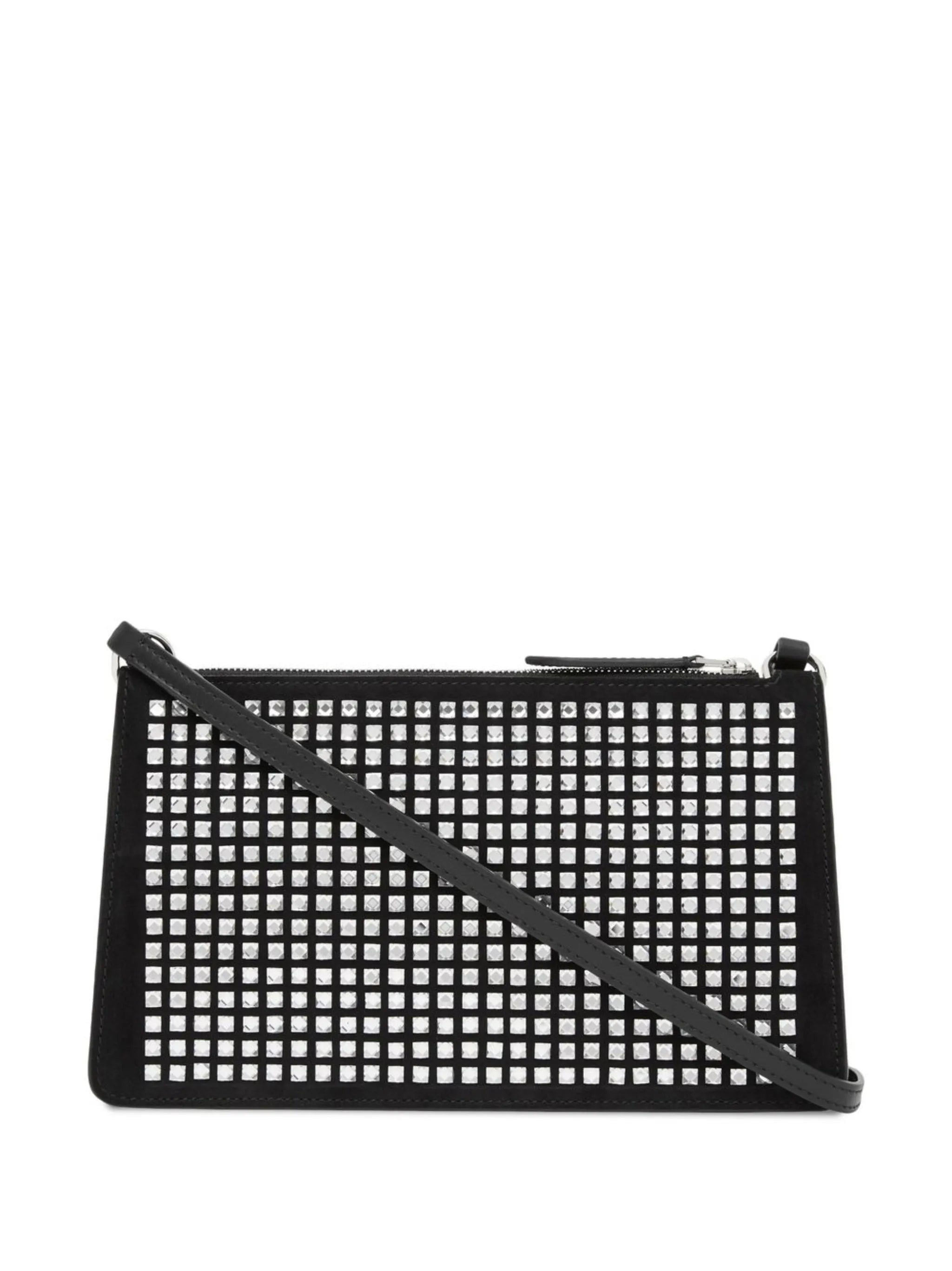logo plaque crystal embellished shoulder bag