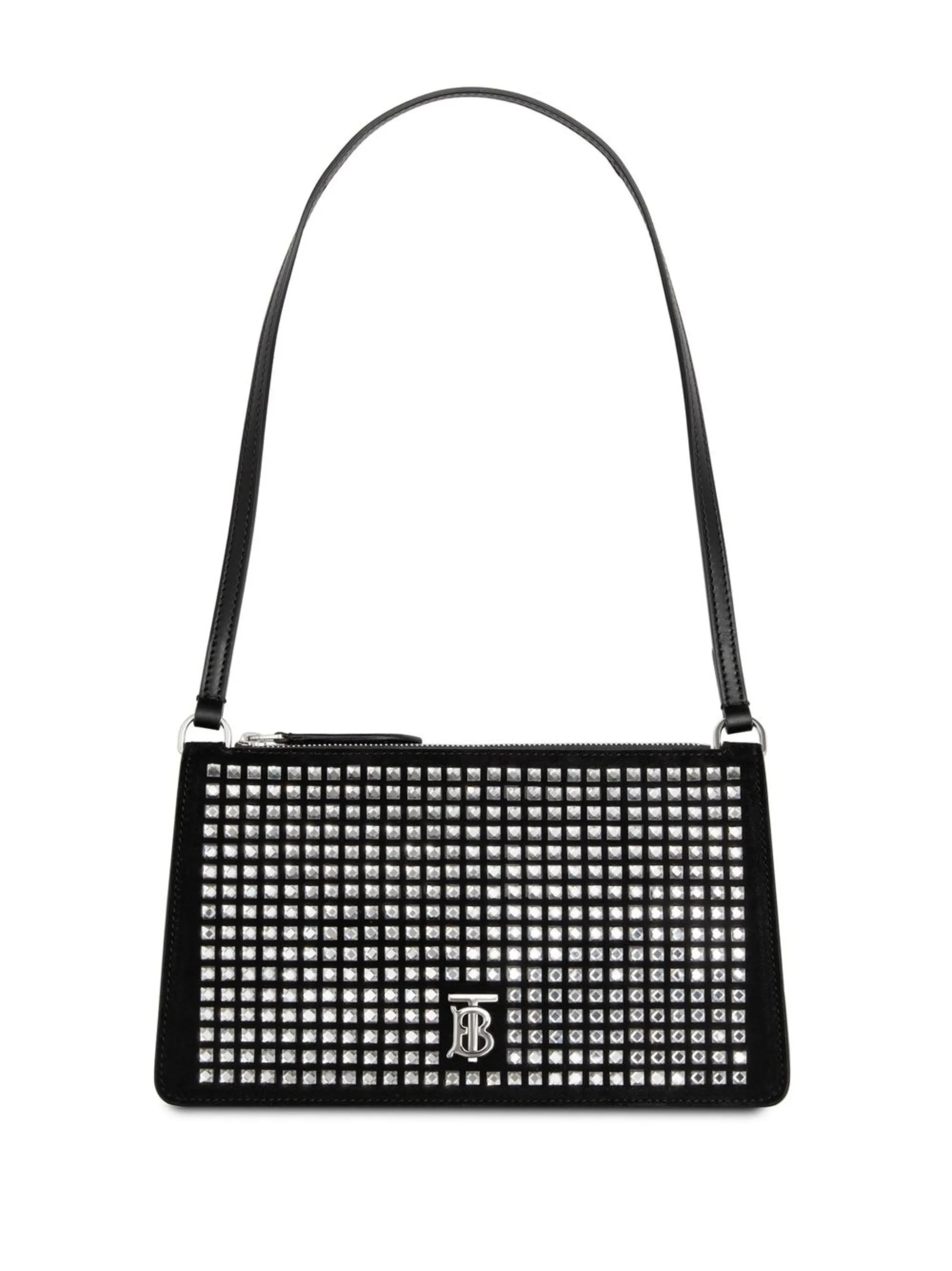 logo plaque crystal embellished shoulder bag