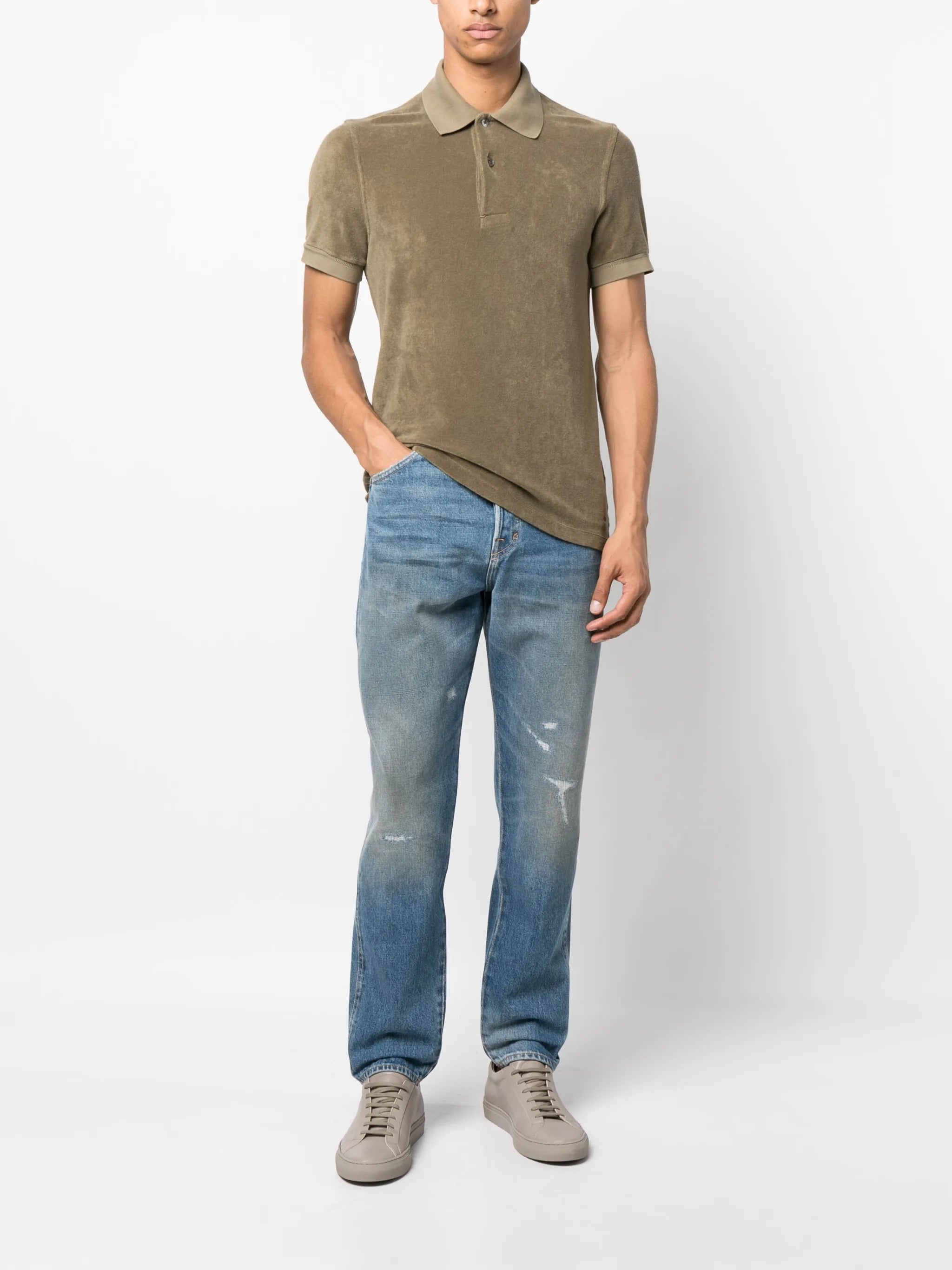 distressed-effect denim jeans