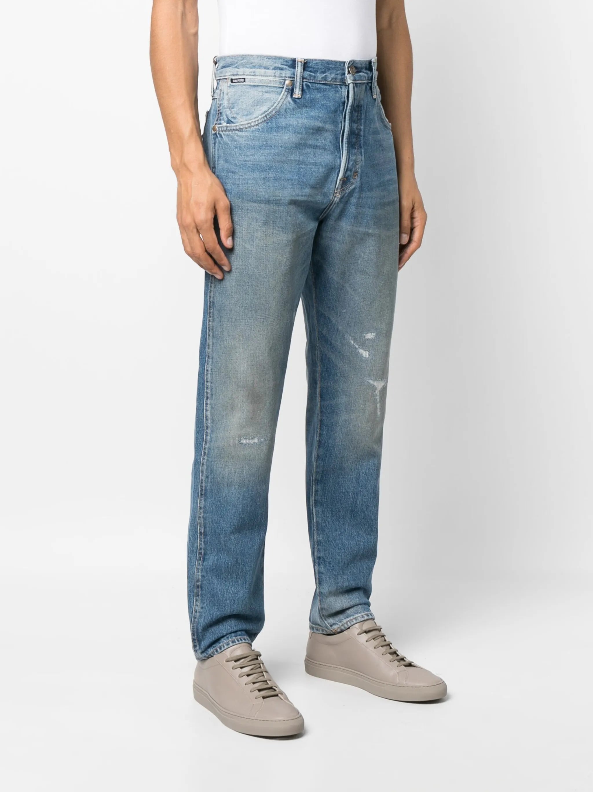 distressed-effect denim jeans