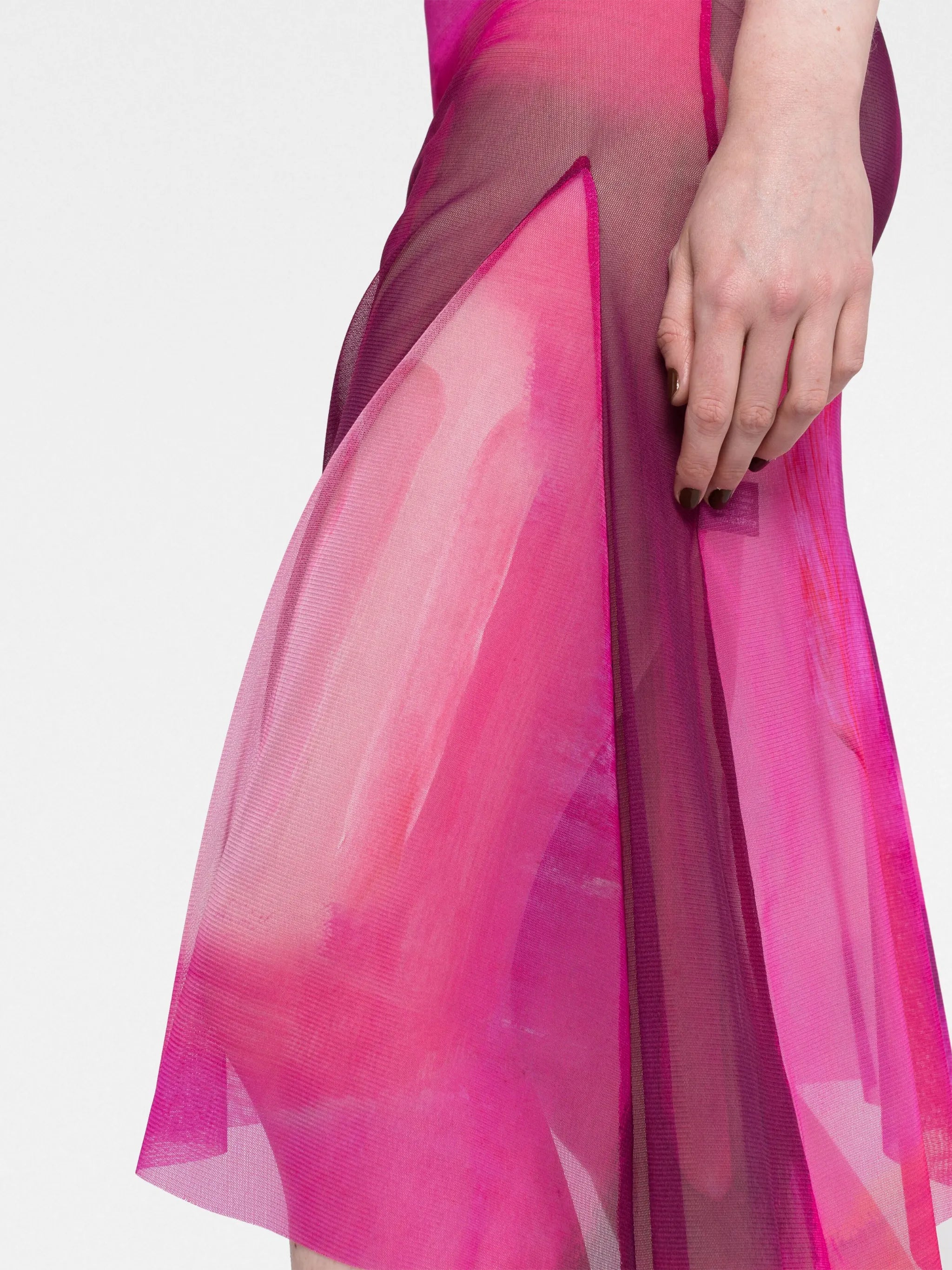 cut out-detail mesh midi dress