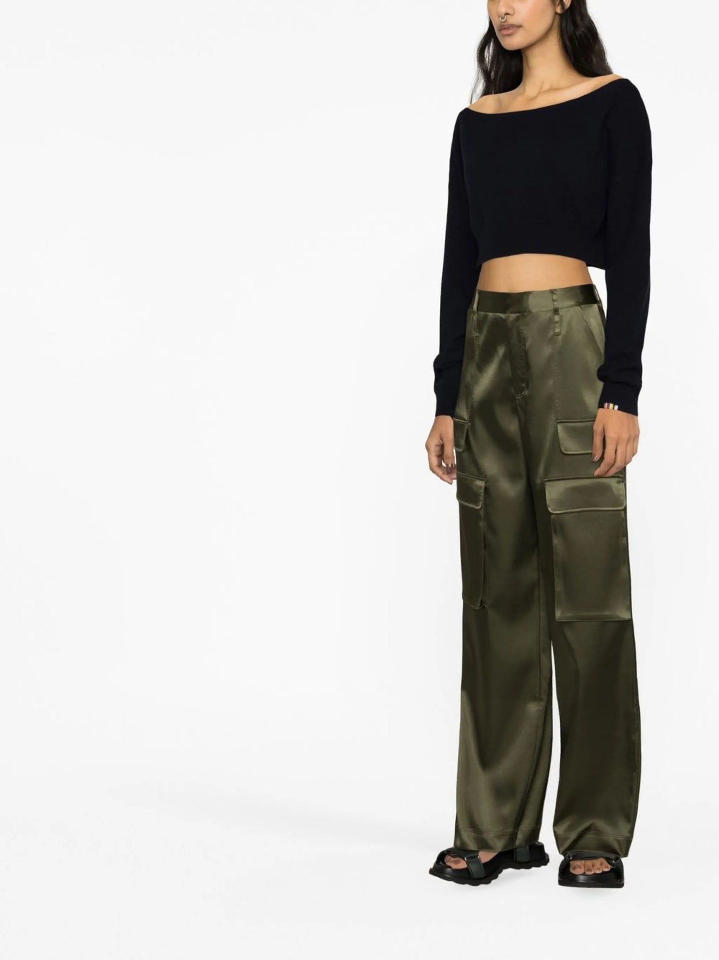 off-shoulder cropped jumper