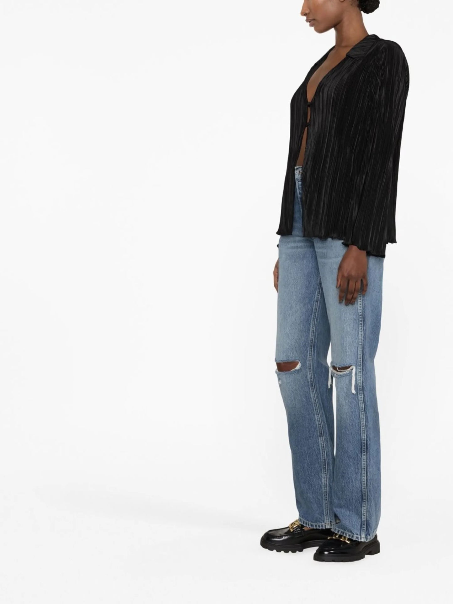 Laylin pleated button-front top
