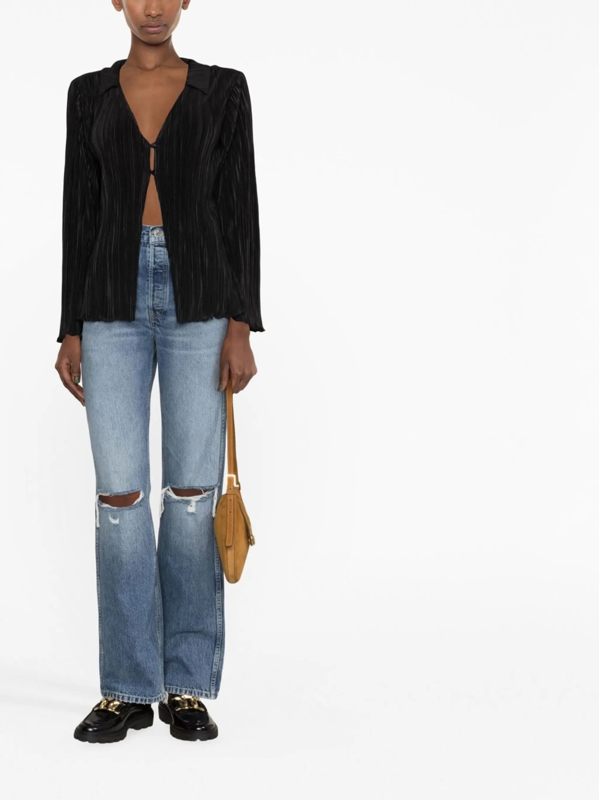 Laylin pleated button-front top