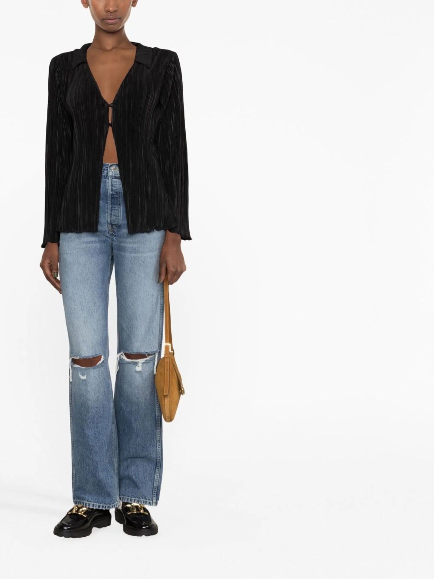 Laylin pleated button-front top