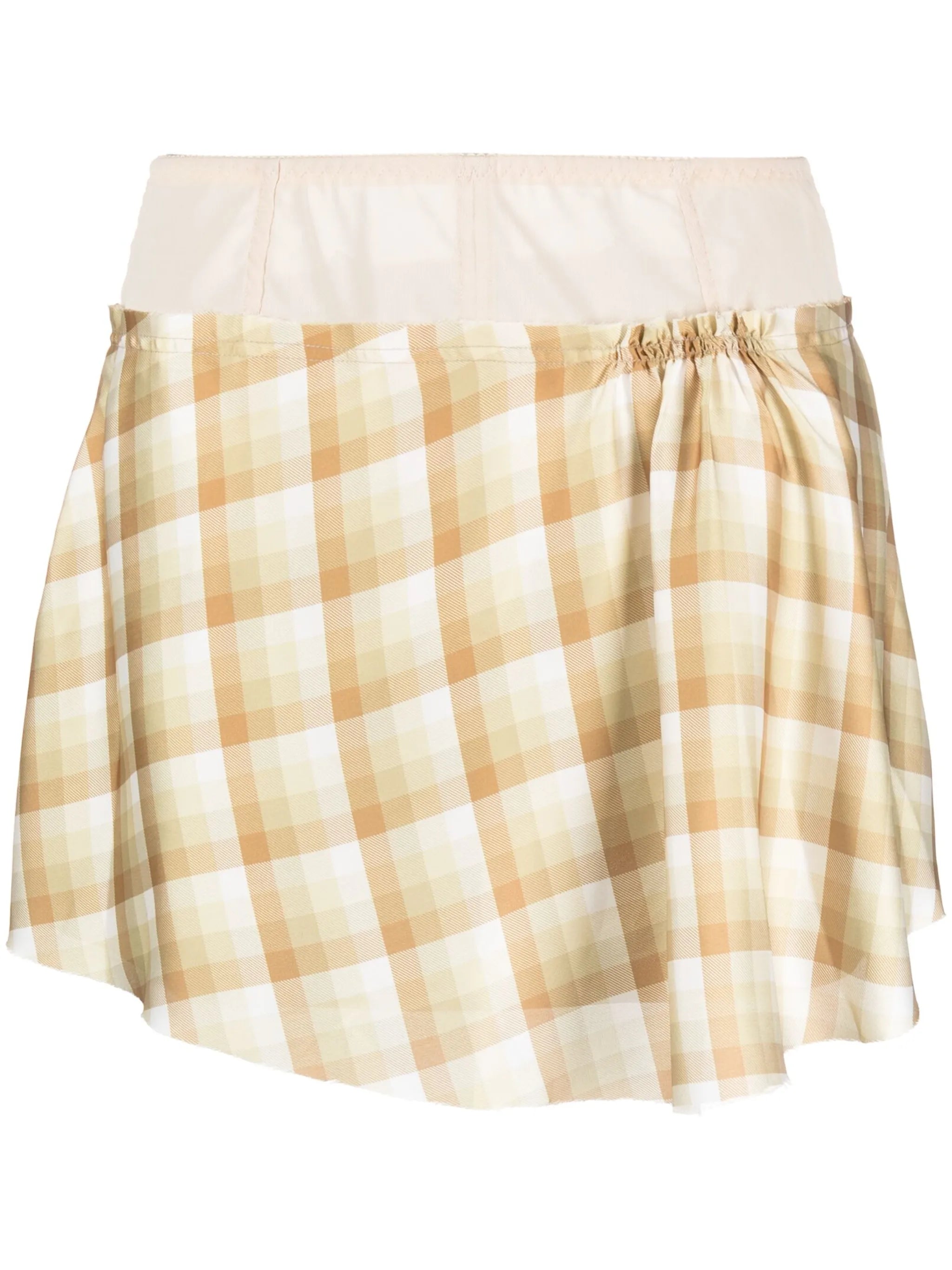 plaid-pattern panelled skirt