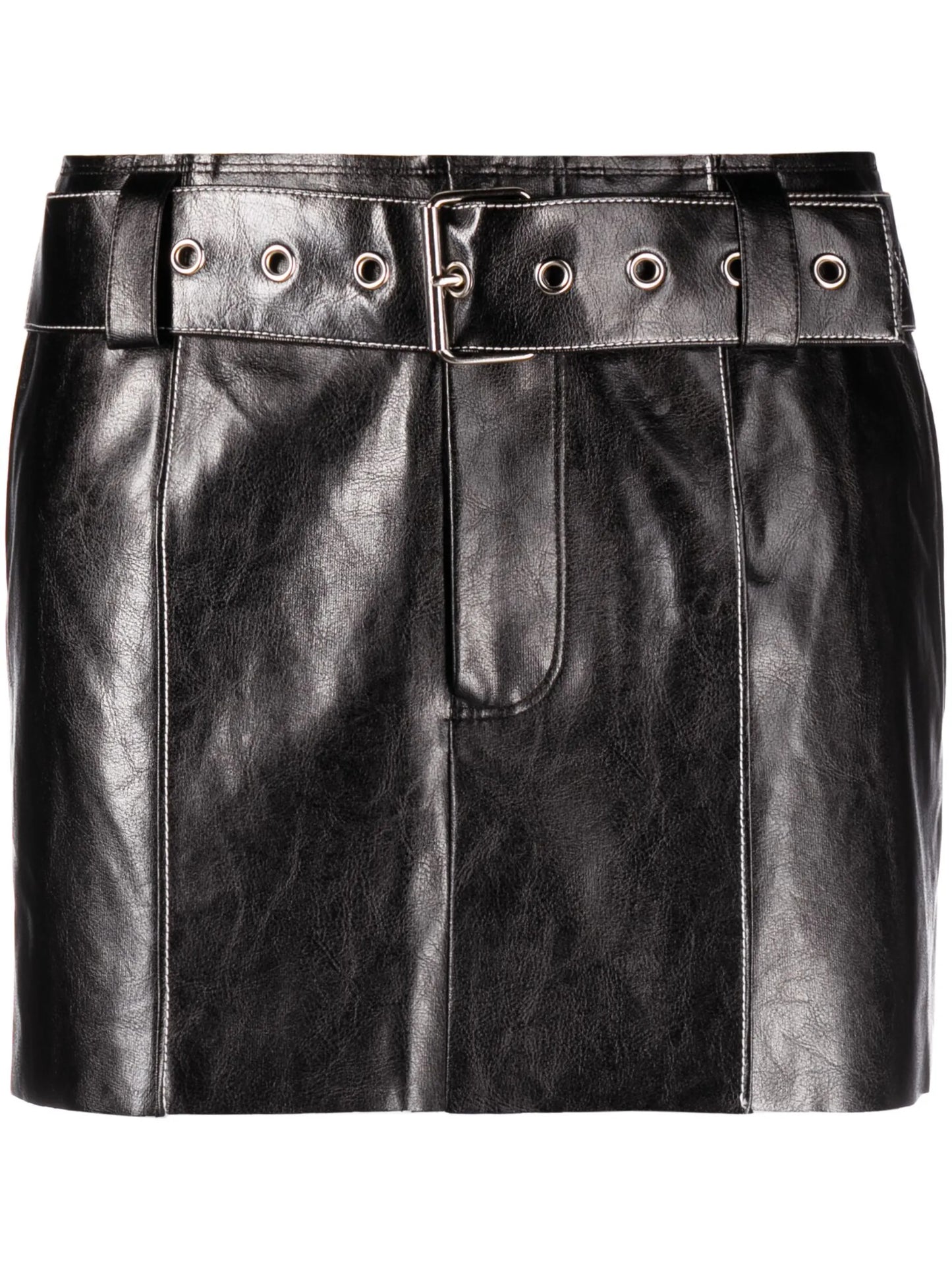 belted faux-leather miniskirt
